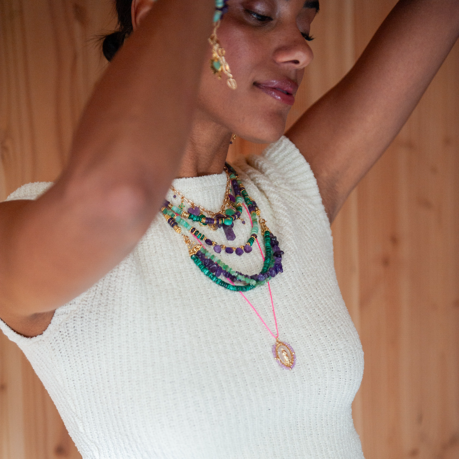 Collier 3 rangs heishi et crunchs - margaux L'ATELIER DES DAMES Doré