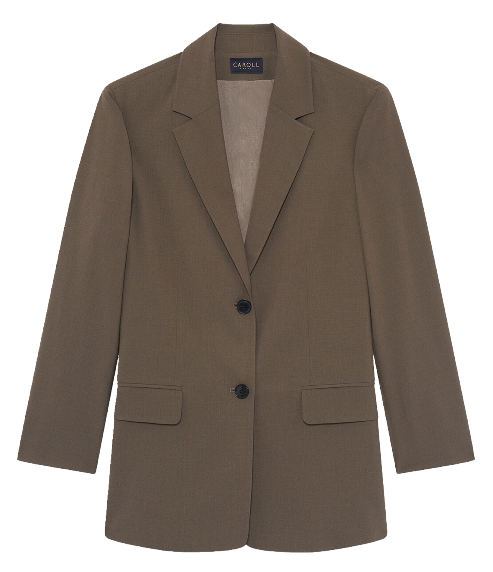 Cotton-blend cardigan with tailored collar CAROLL Brown