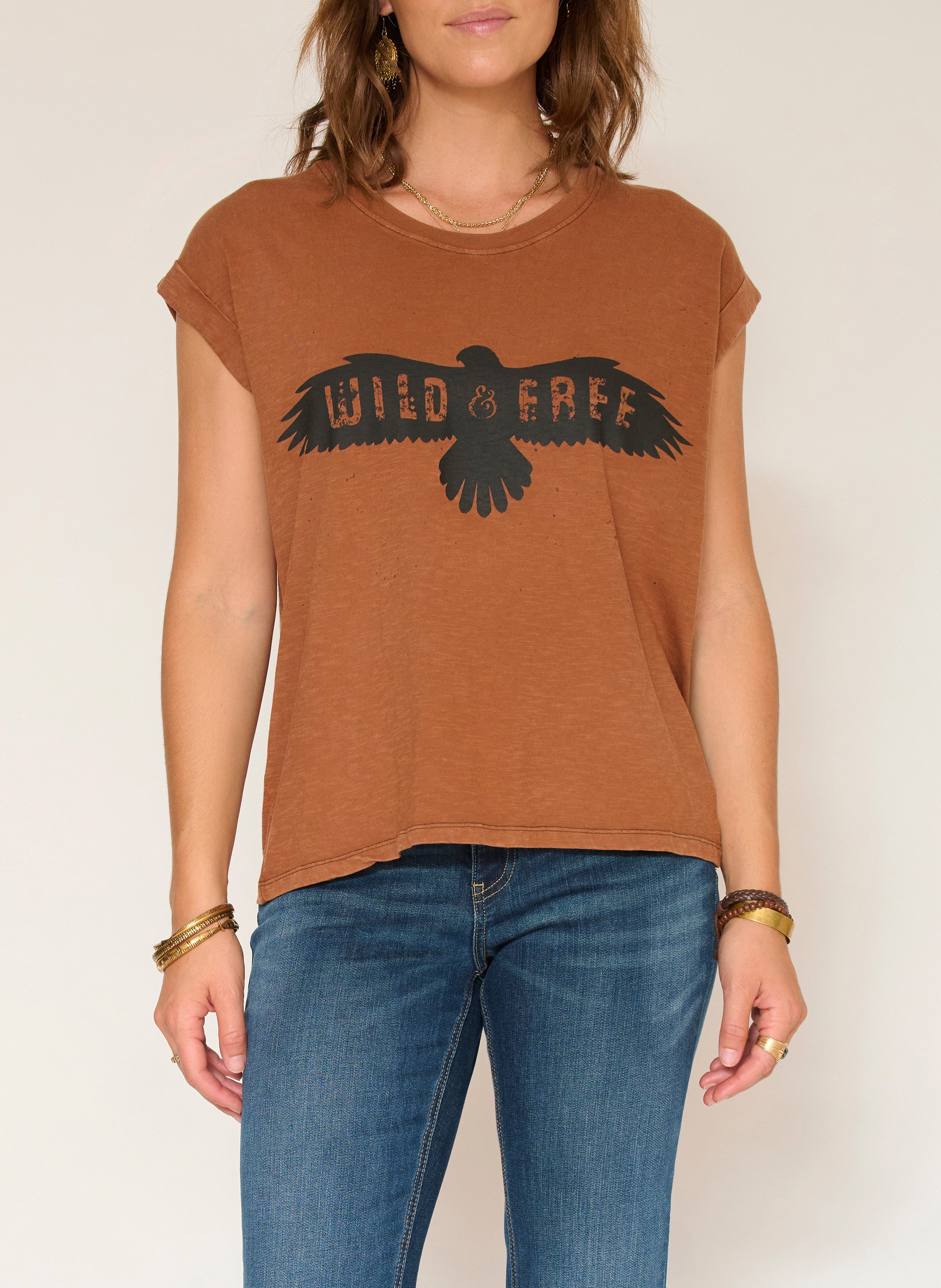 Tee-shirt ajusté en coton MKT Marron