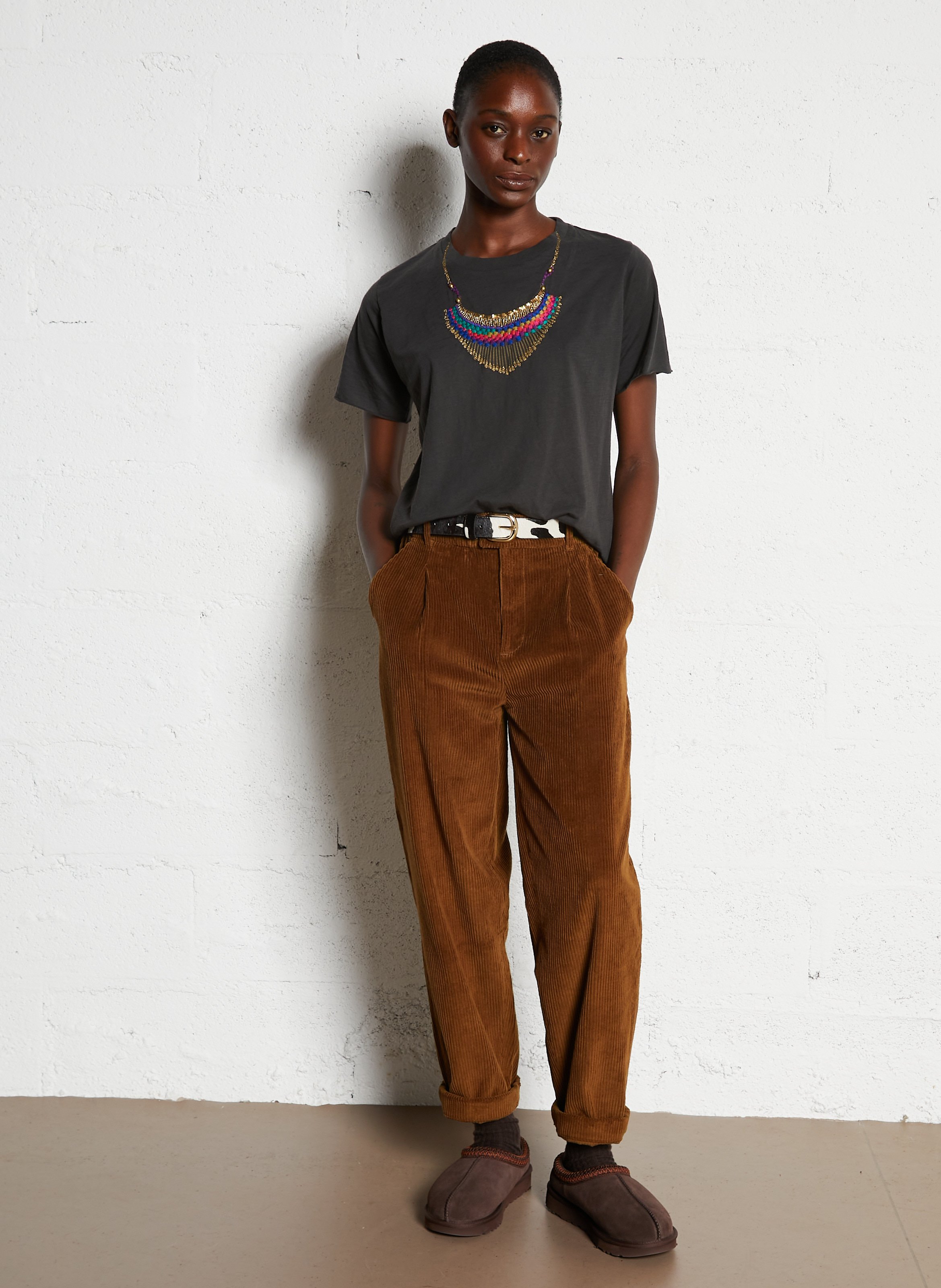 T-shirt van biokatoen met ronde hals LEON & HARPER Grijs