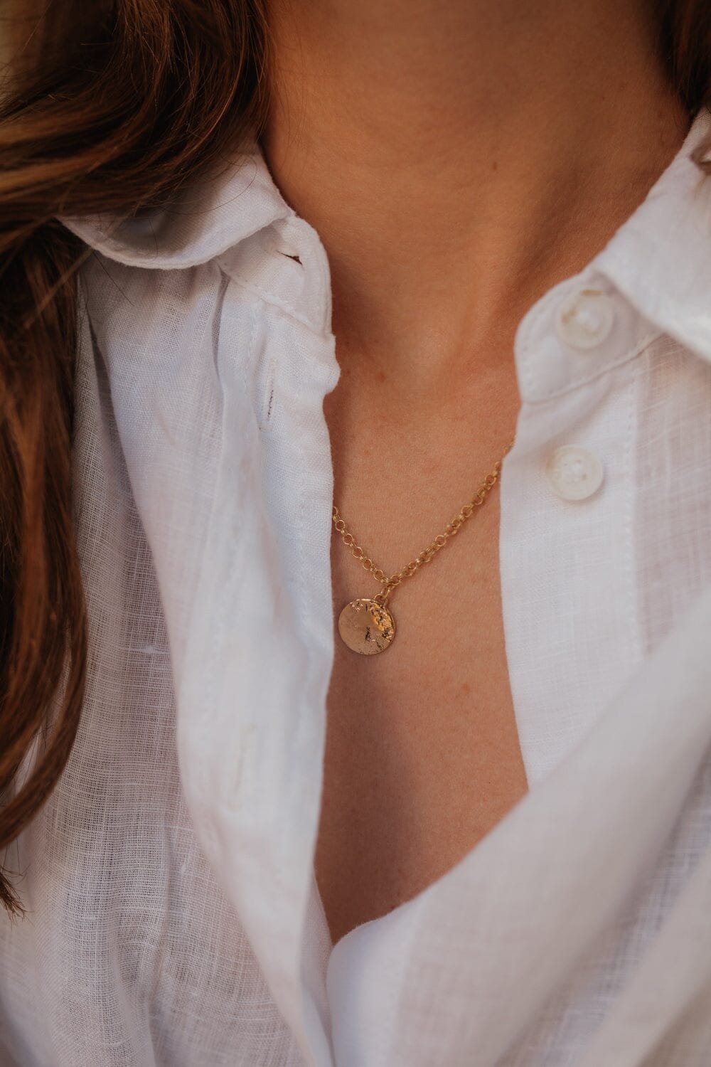 Hammered round gold plated necklace MONSIEUR SIMONE Golden