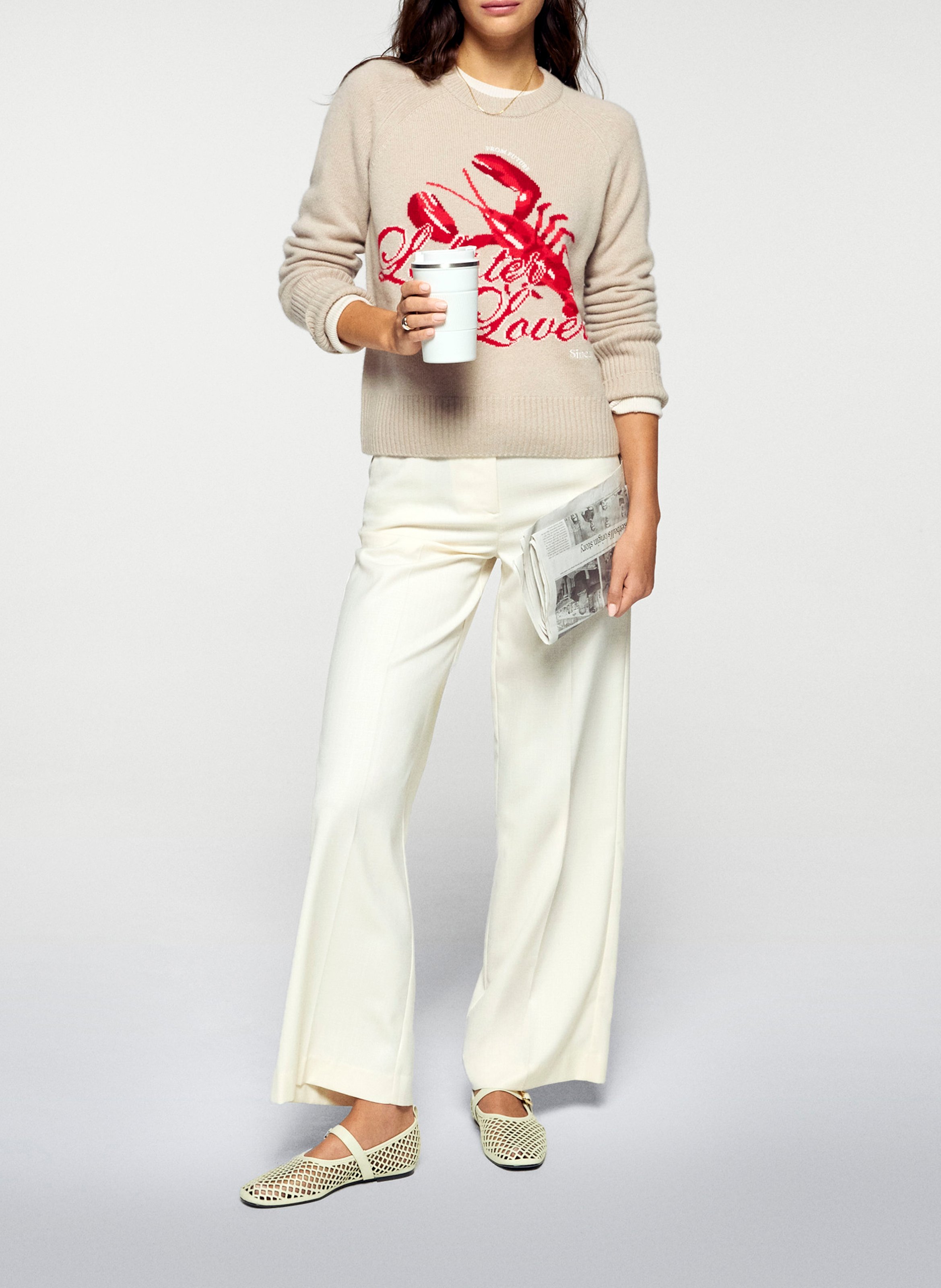 Straight fit cashmere patterned sweater FROM FUTURE Beige