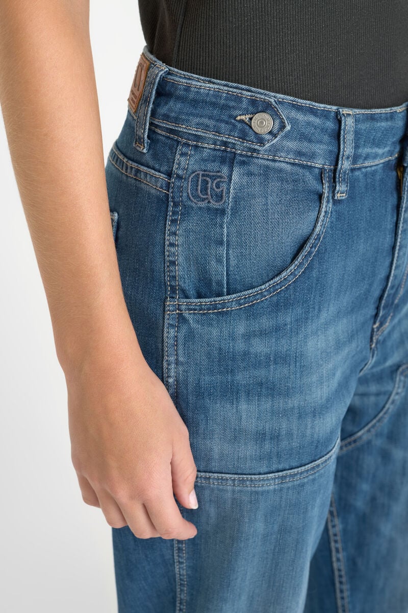 Loose, oversized girlfriend high-waisted jeans, length 34 LE TEMPS DES CERISES Blue