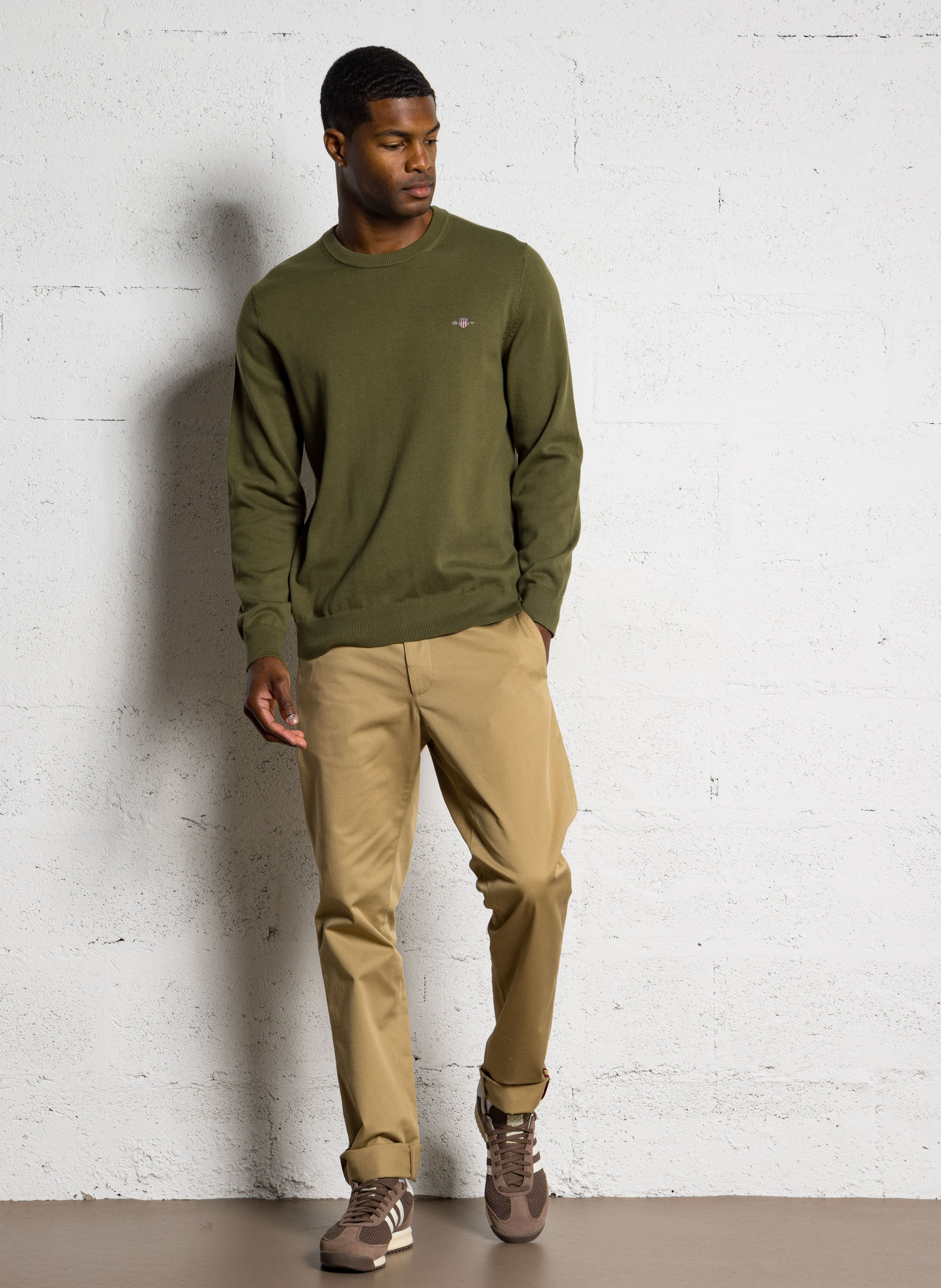 Pull droit en coton GANT Vert