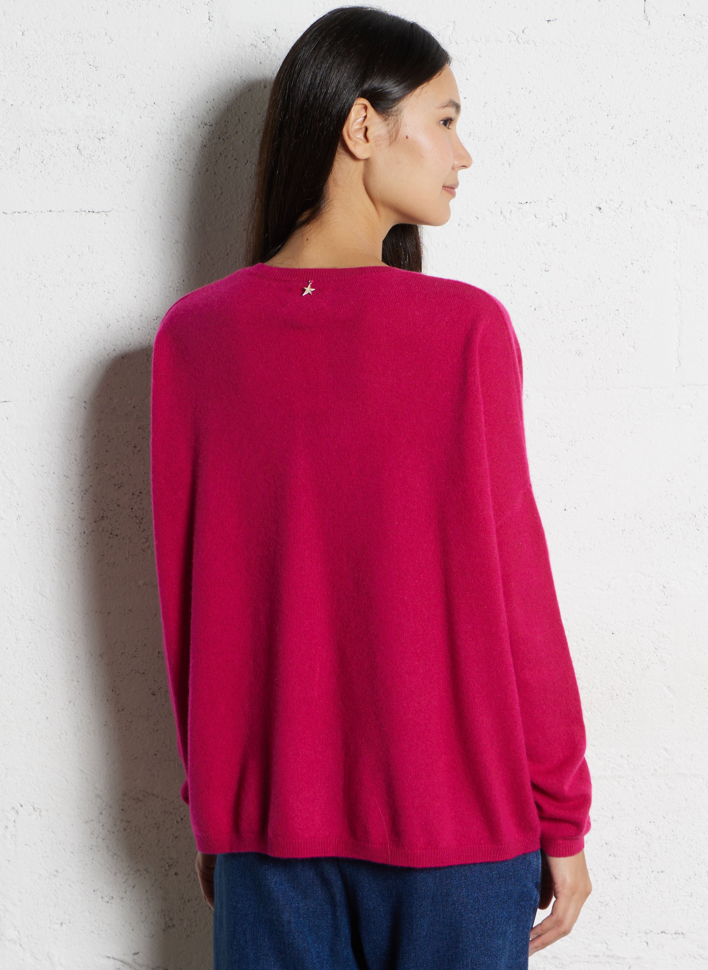 Pull col v en cachemire  SUD EXPRESS Rouge