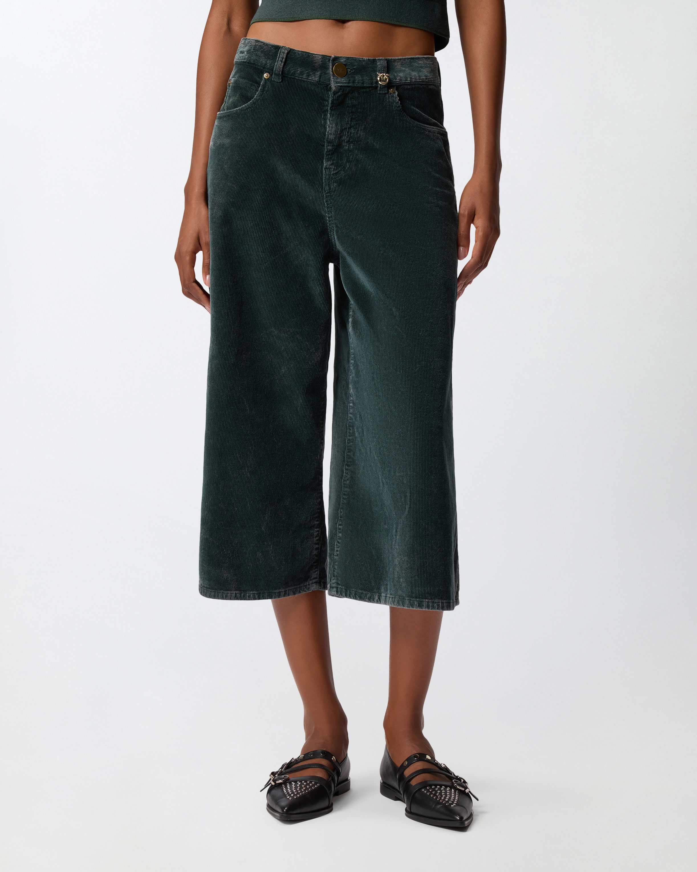 Long corduroy Bermuda shorts PINKO Green