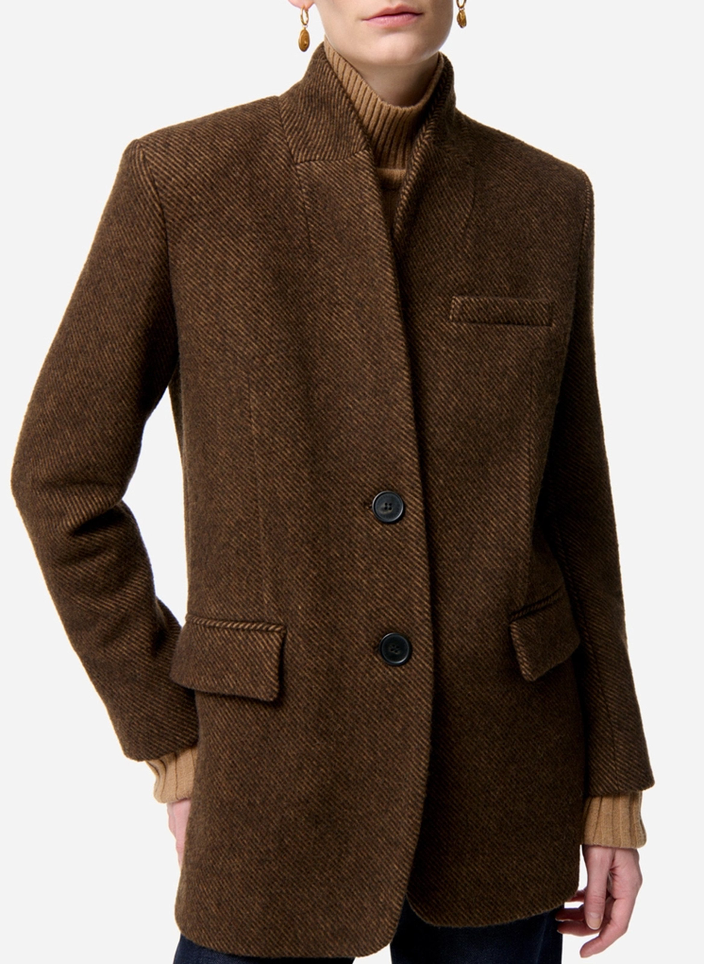 Straight wool mix jacket VANESSA BRUNO Brown