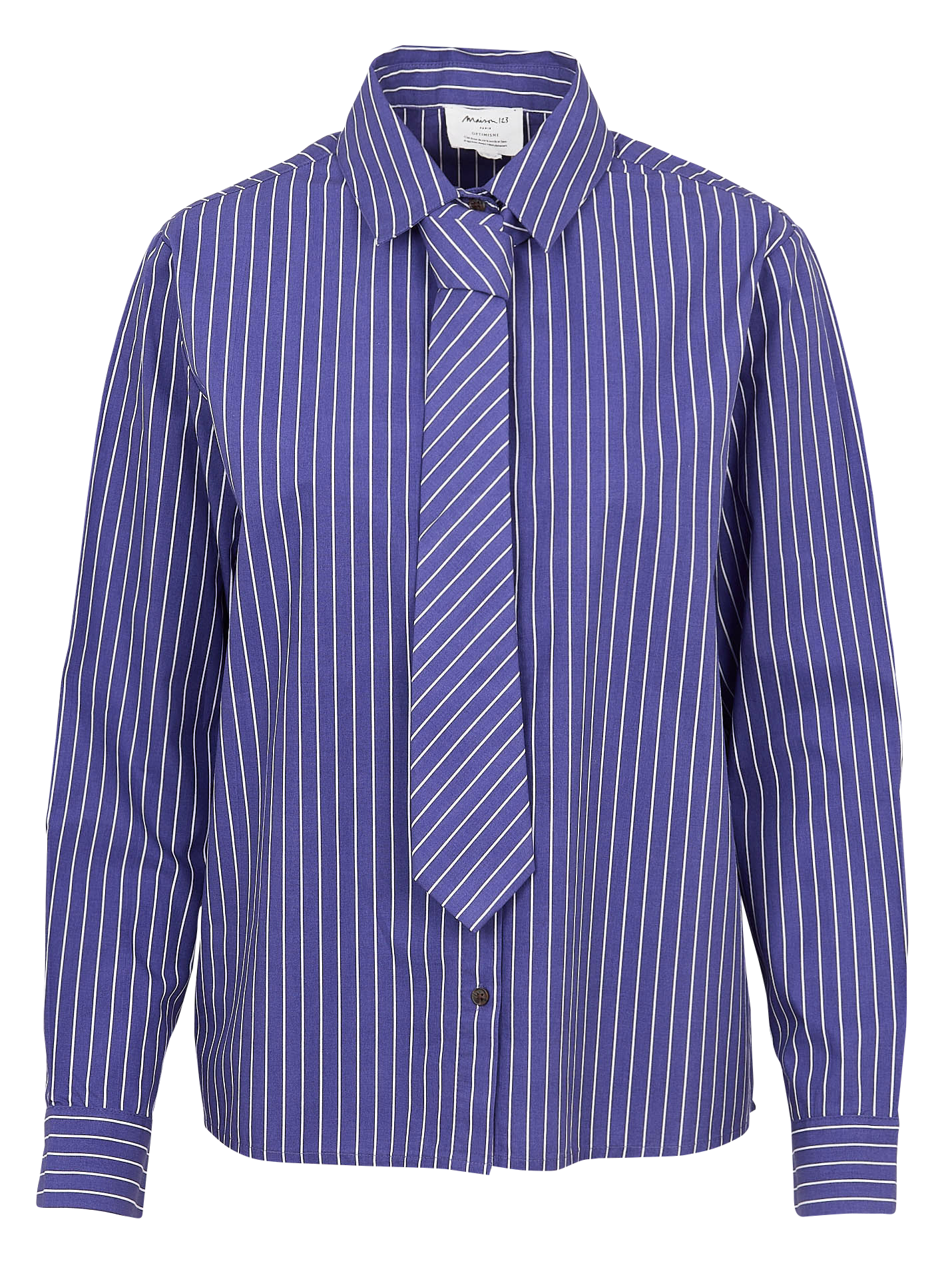 Classic straight shirt in striped mixed cotton MAISON 123 Plums
