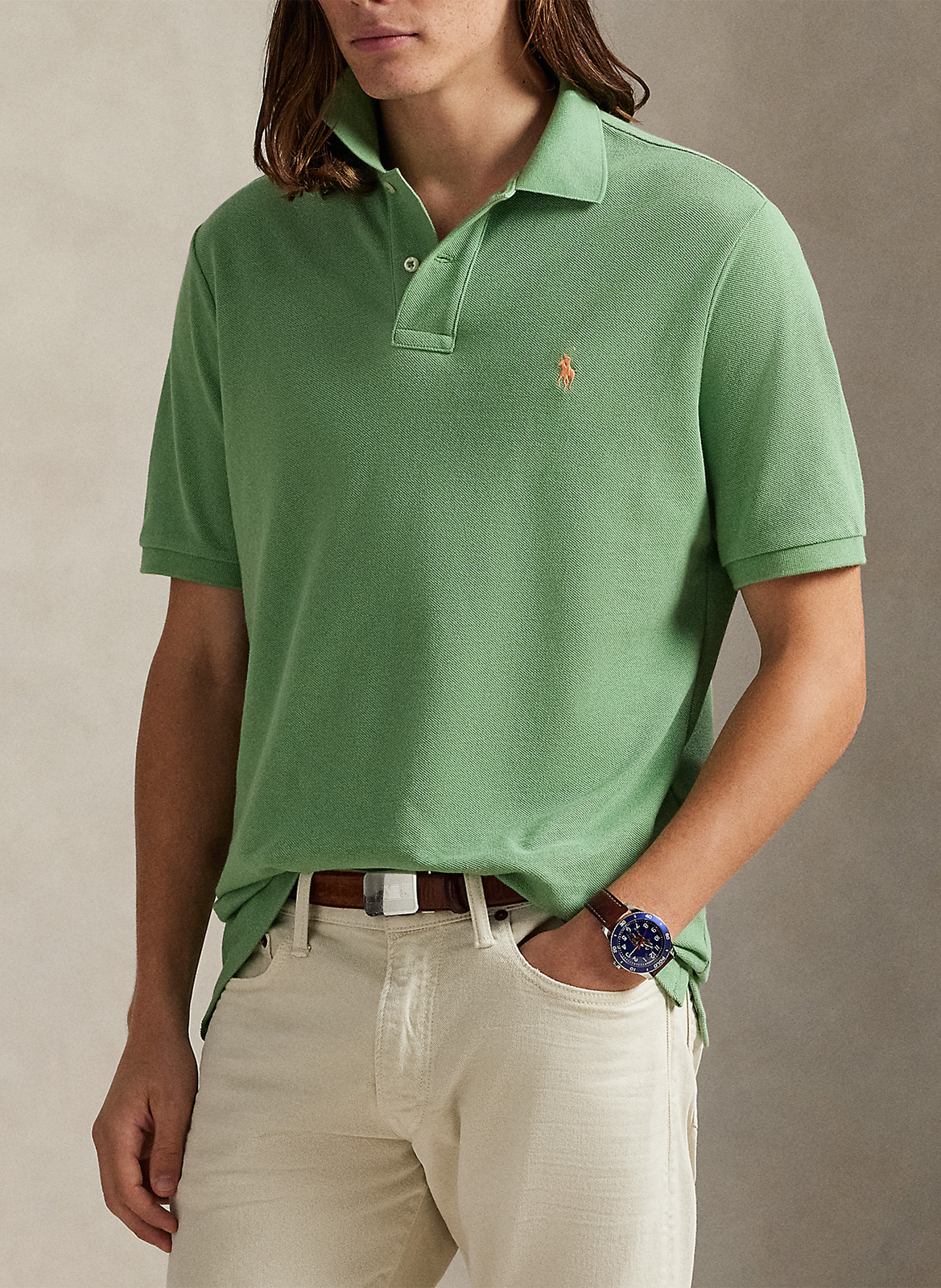 Getailleerde katoenen polo met korte mouwen POLO RALPH LAUREN Groen