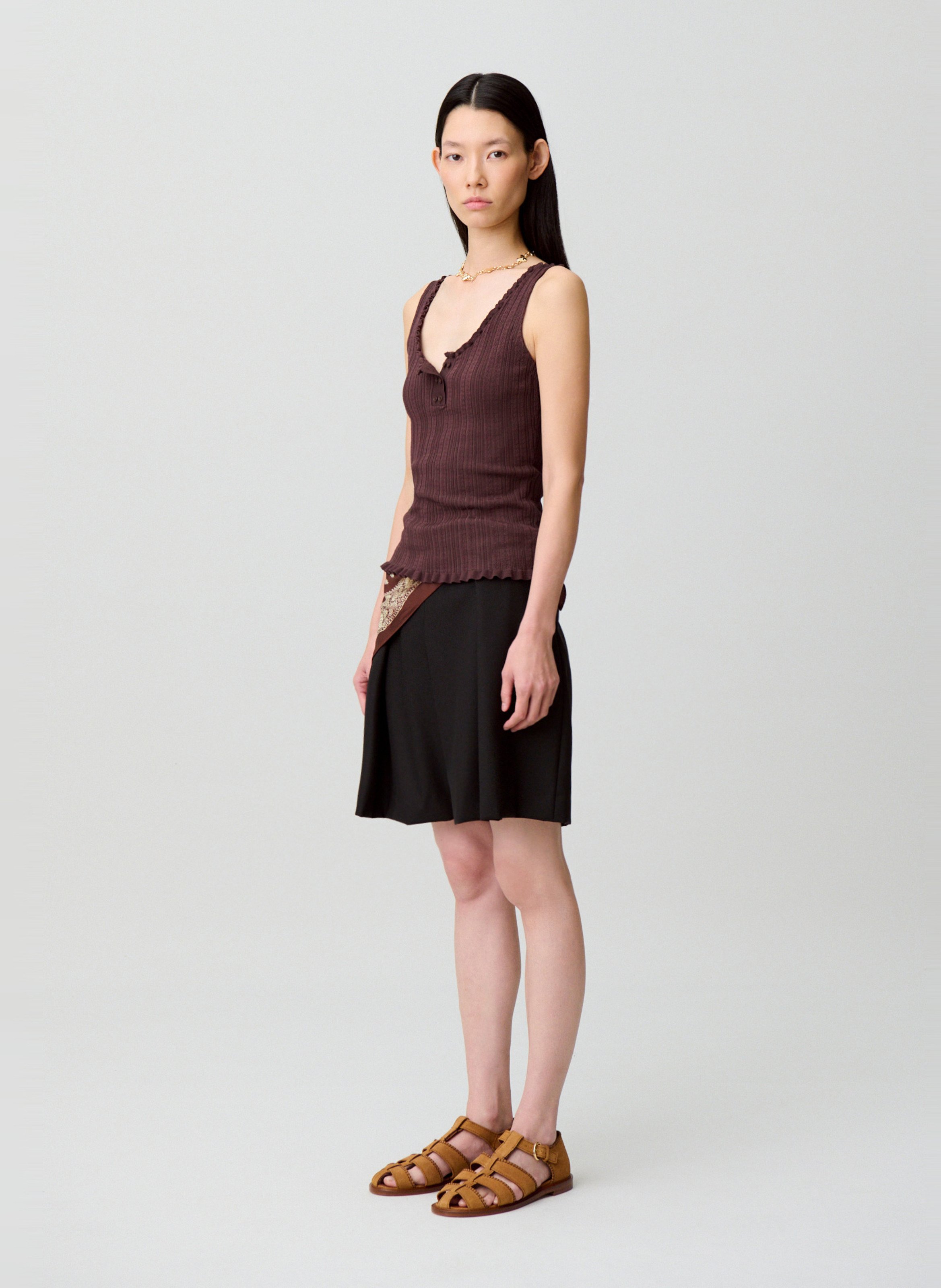 Malilen U-neck sleeveless top CLAUDIE PIERLOT Brown