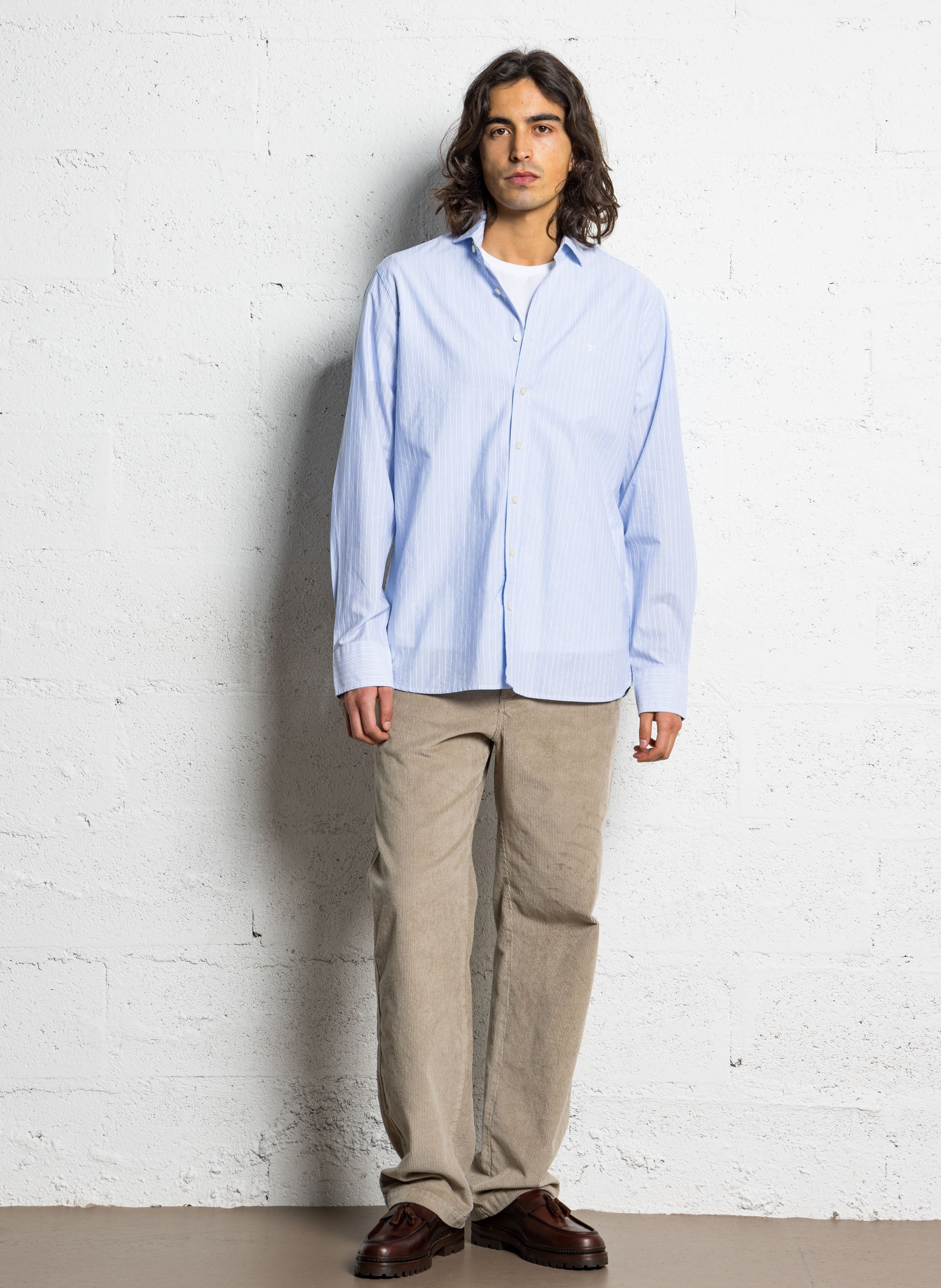 Camicia a righe con colletto a camicia HACKETT Blu