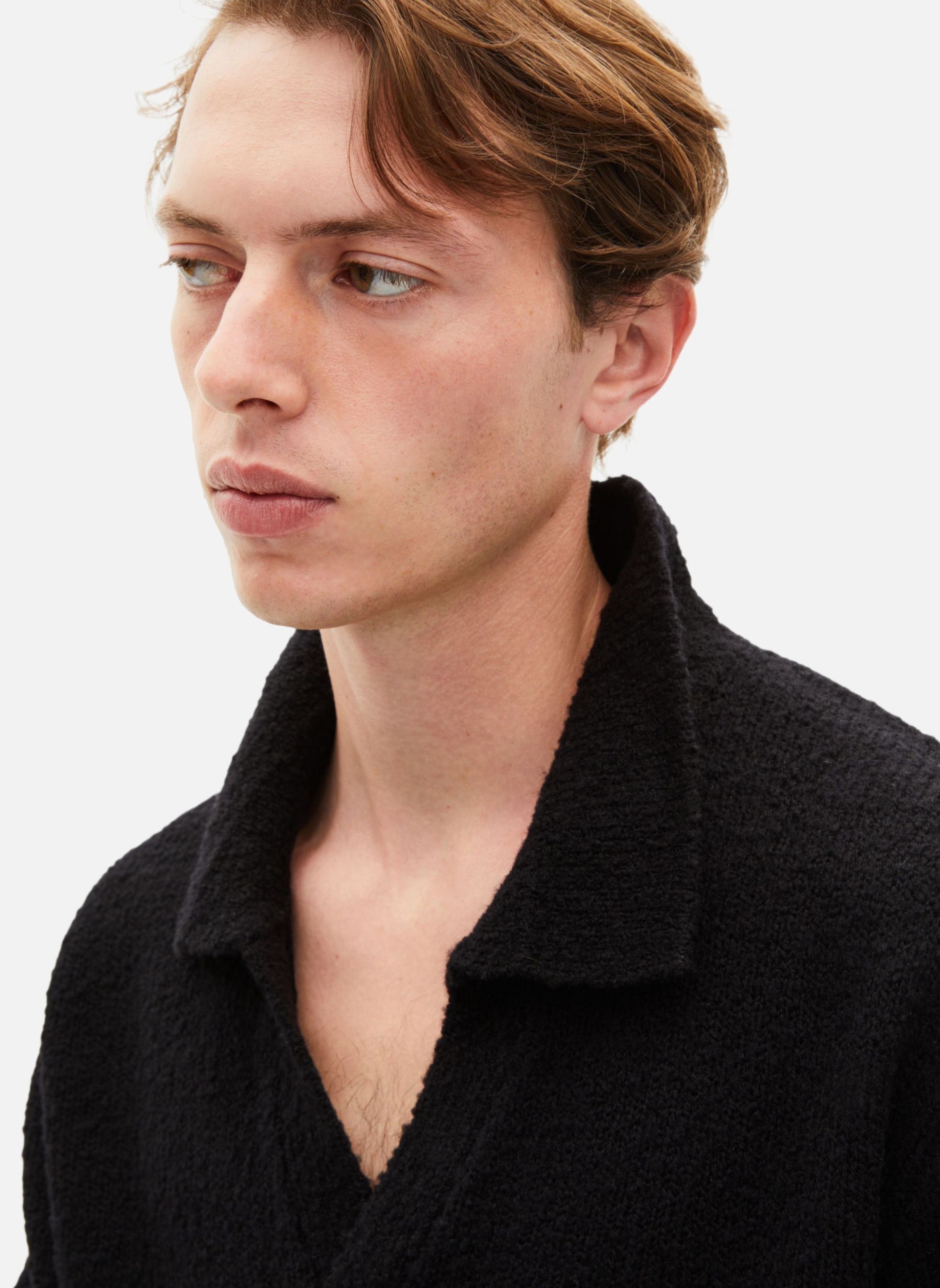 Plain long-sleeved sweater with lace-up neckline THE KOOPLES Black