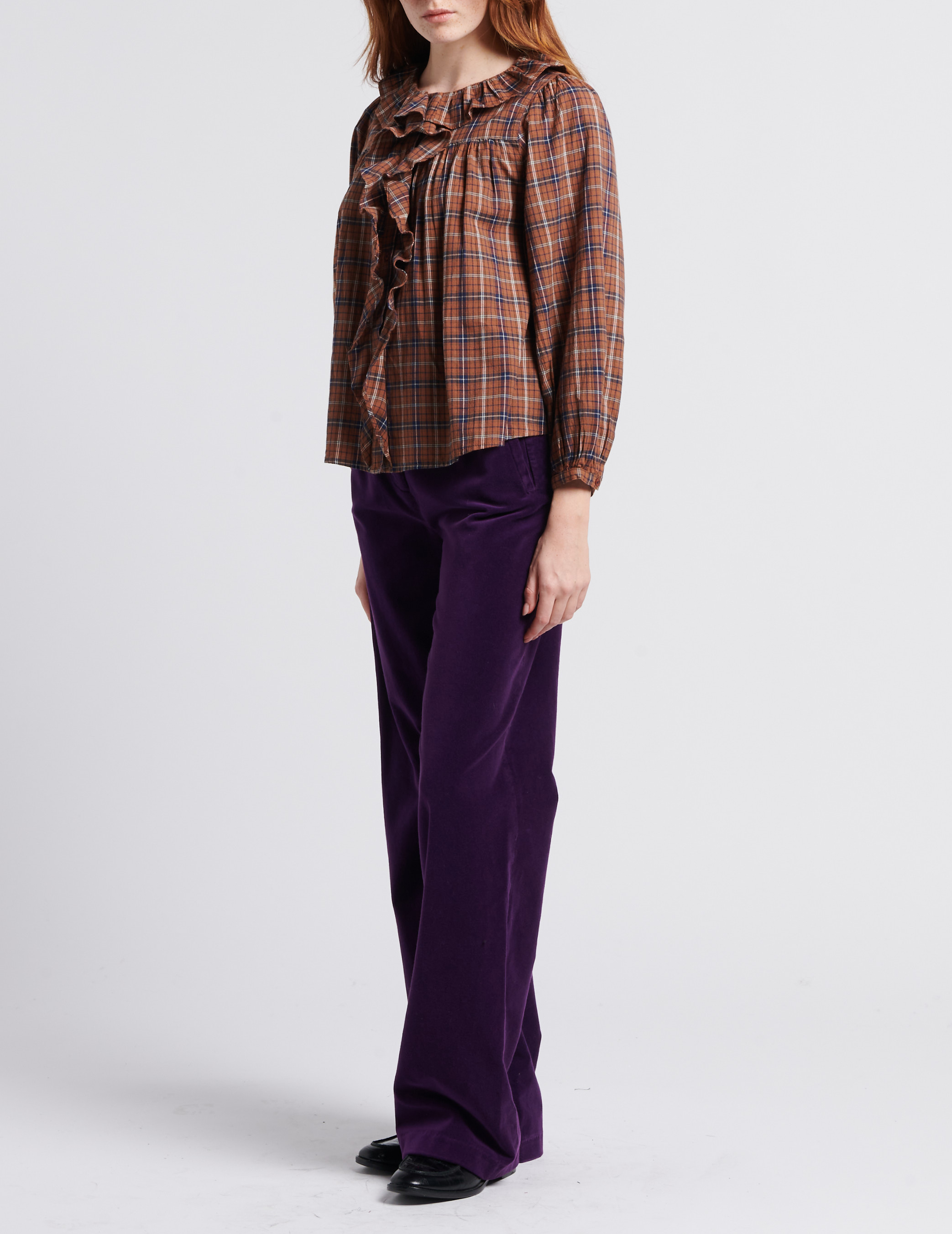 Wide-leg cotton trousers BELLEPIECE Purple