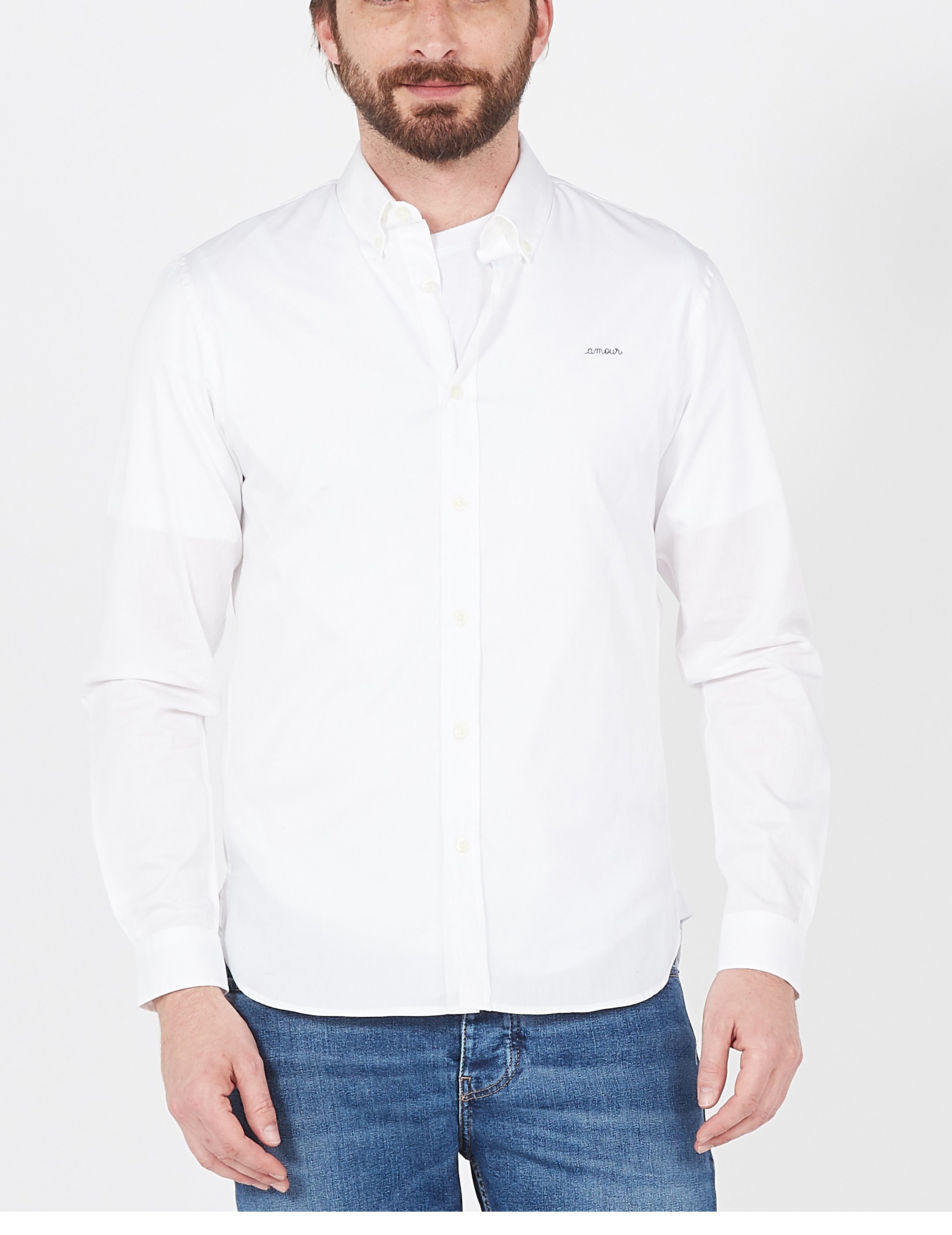 Organic cotton shirt with button-down collar MAISON LABICHE White
