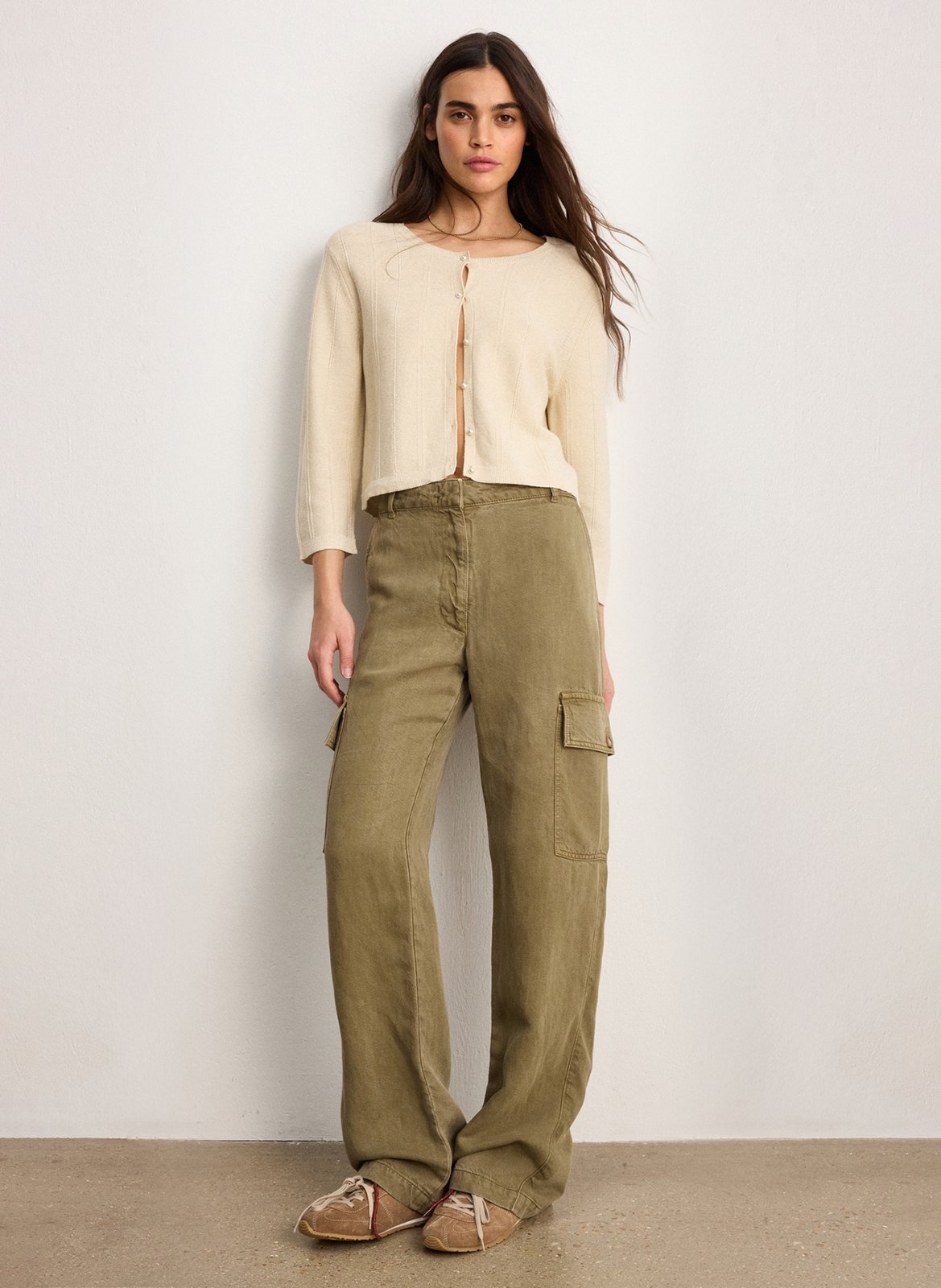 Strickjacke aus Baumwoll-Mix mit Rundhalsausschnitt PABLO Golden