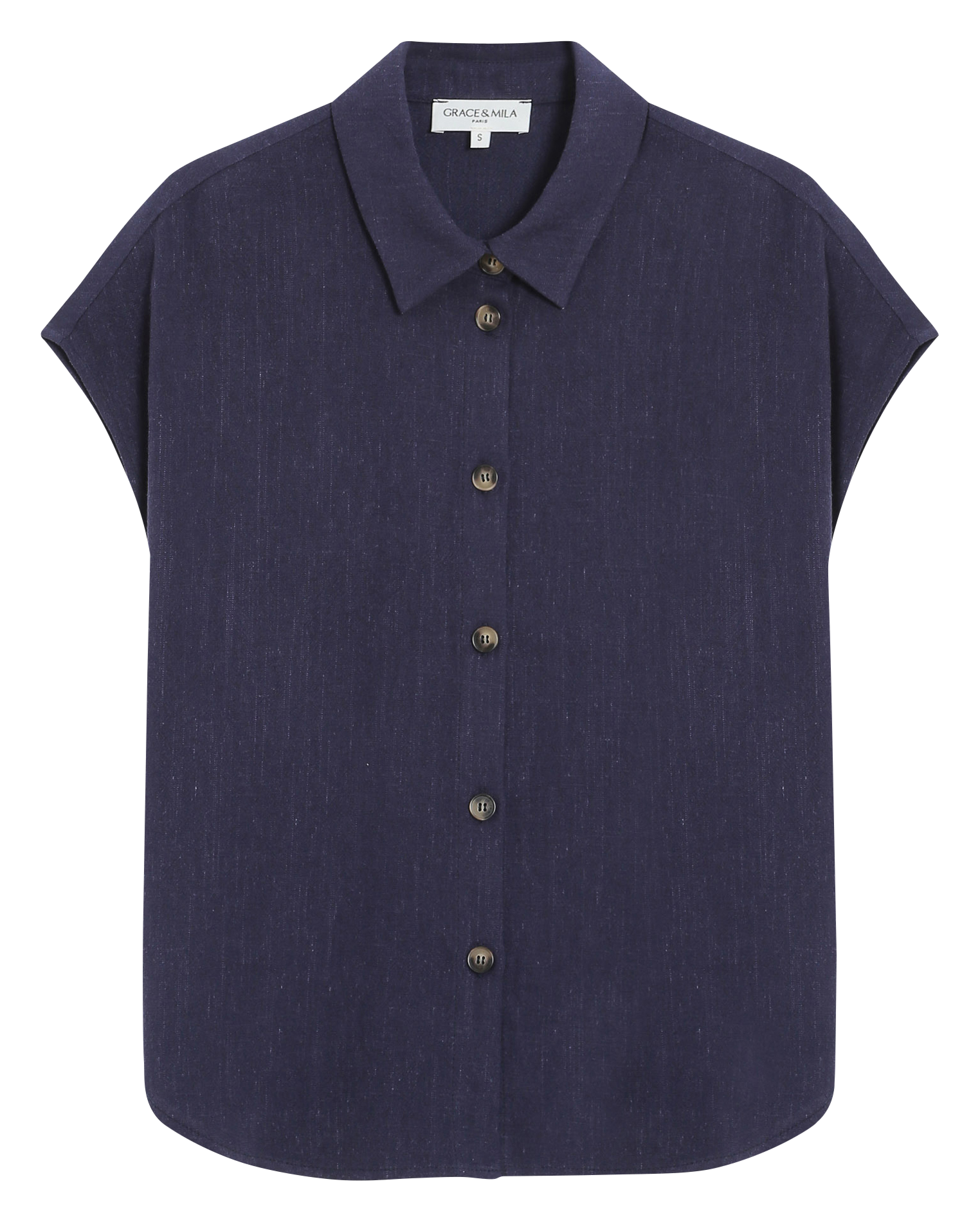 Chemise manches courtes unie GRACE ET MILA Bleu