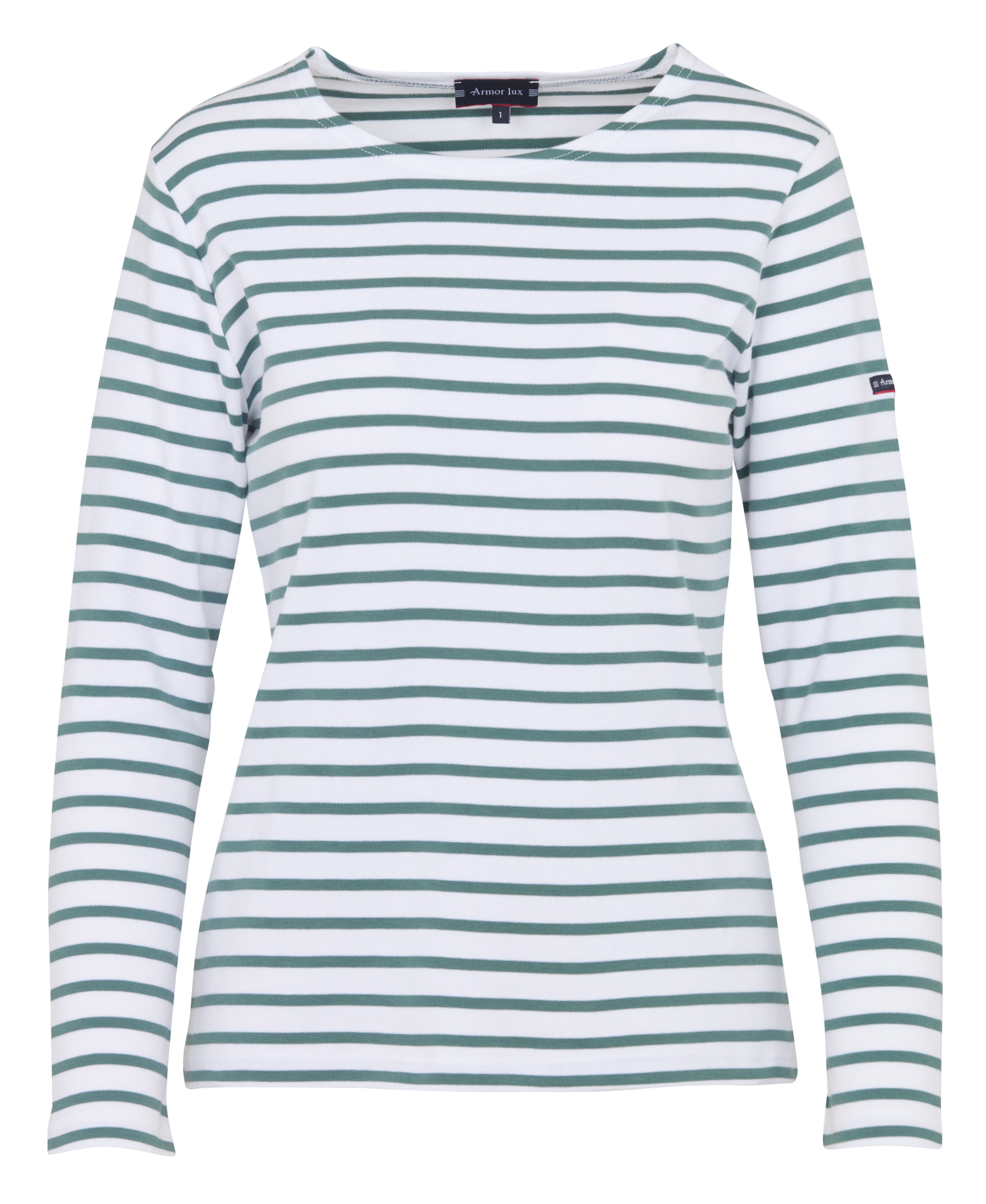 Gestreept, katoenen shirt met ronde hals  Blanc-silver pine