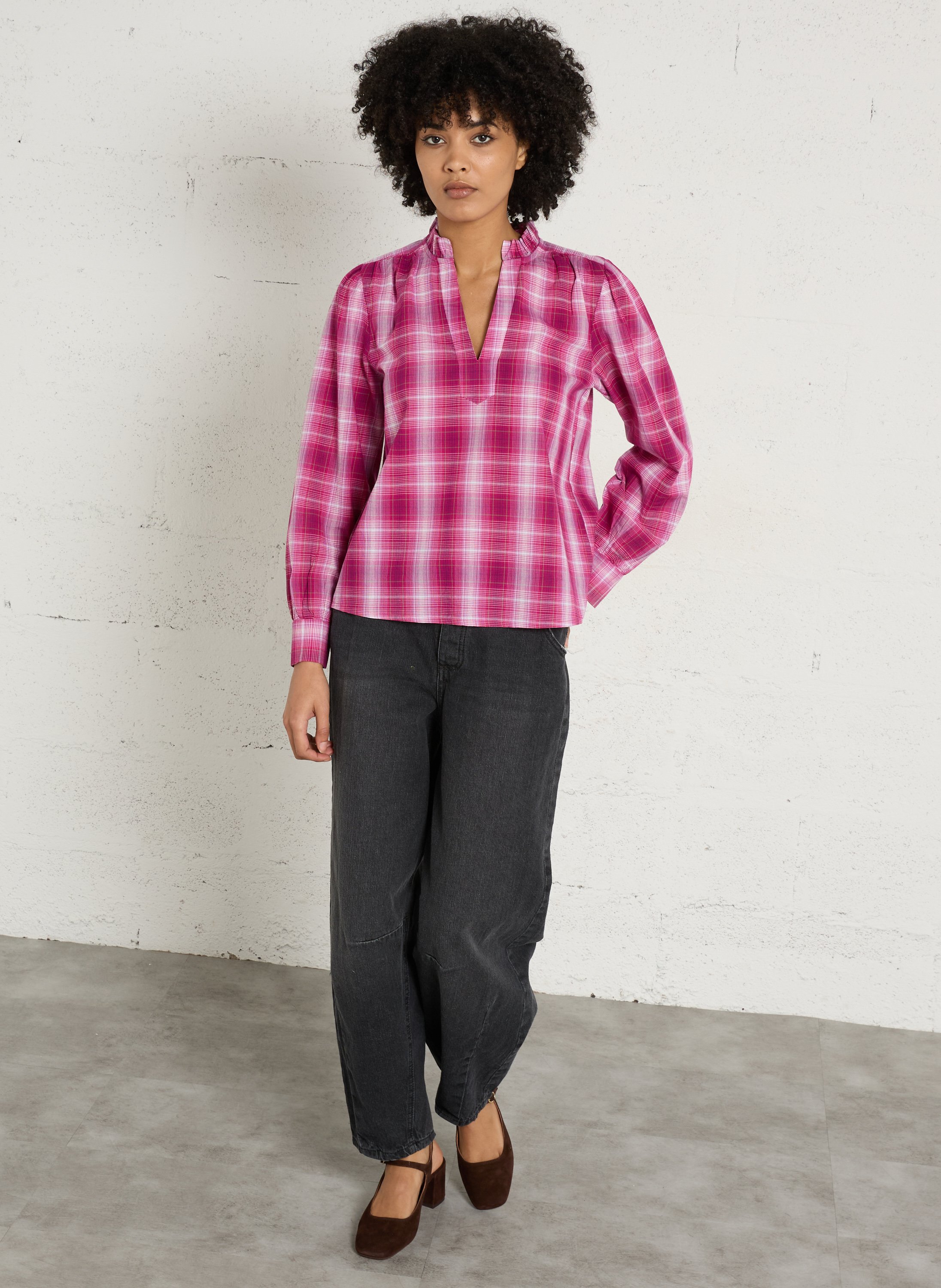 Blouse col tunisien en coton MAISON 123 Violet