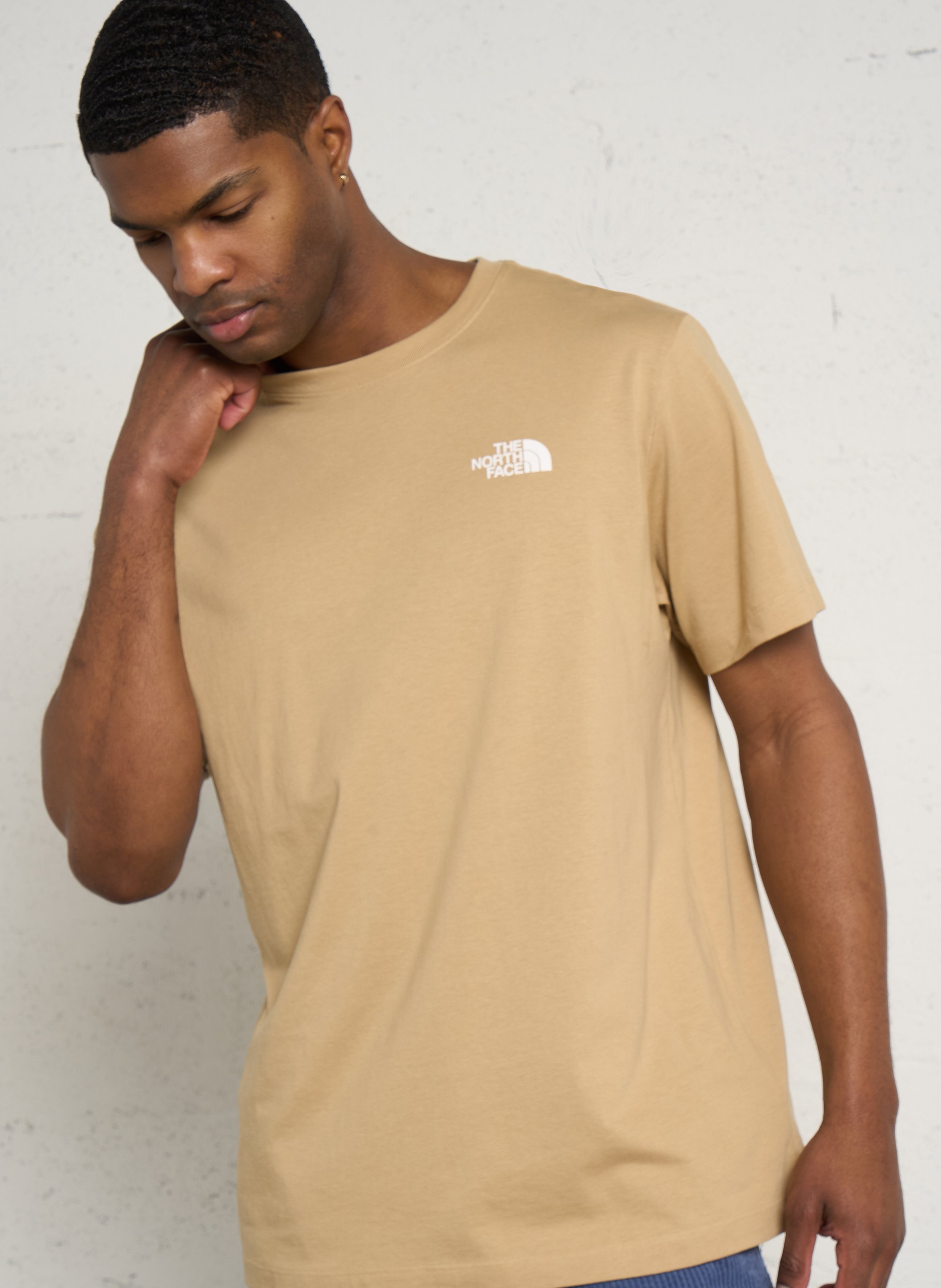 Straight round-neck cotton T-shirt with screen print THE NORTH FACE Beige