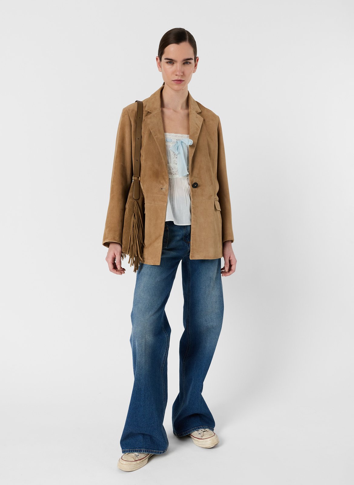 Leather jacket with tailored collar GERARD DAREL Beige