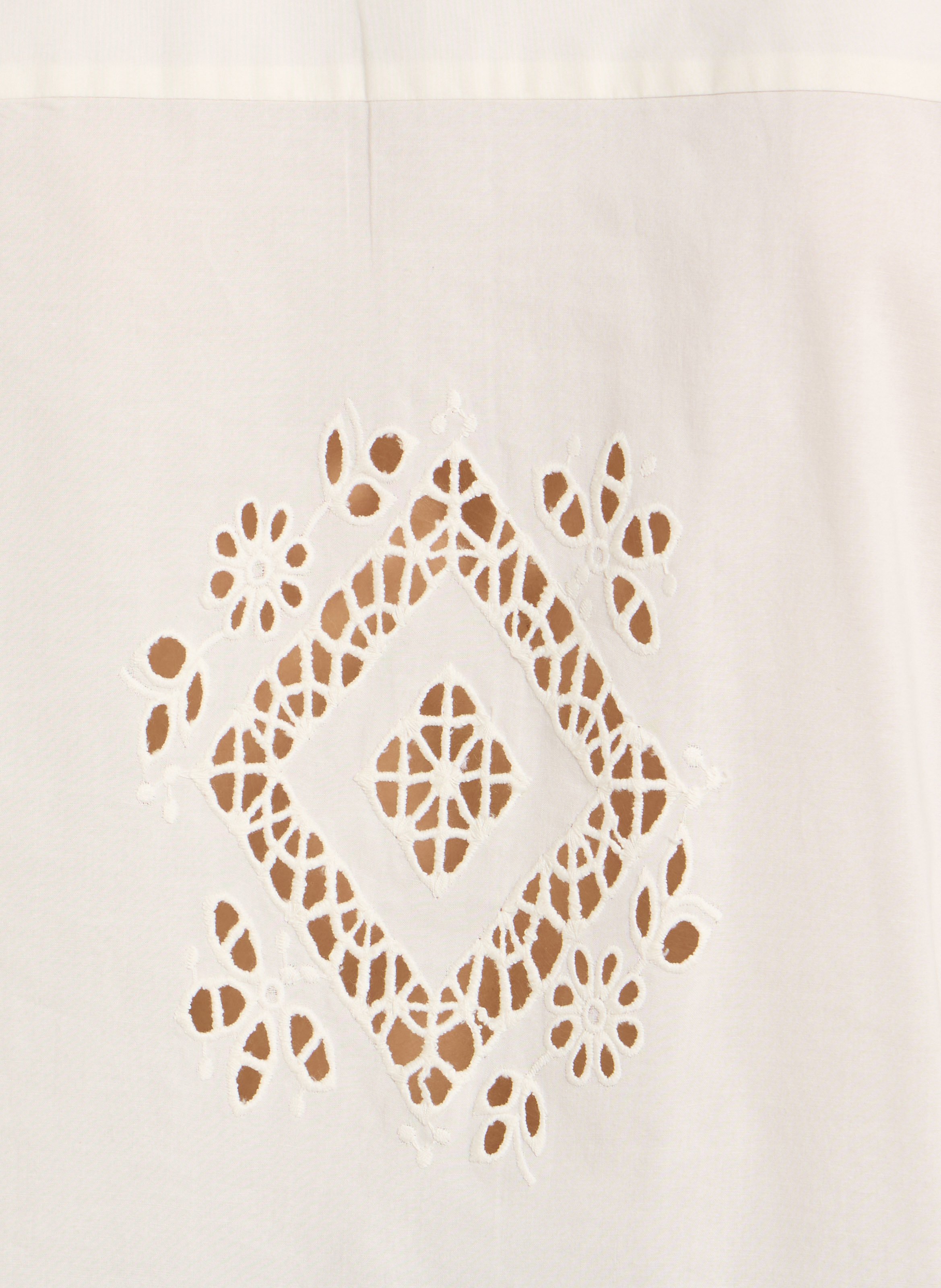 Oversized shirt with classic collar and English embroidery in cotton DES PETITS HAUTS Beige