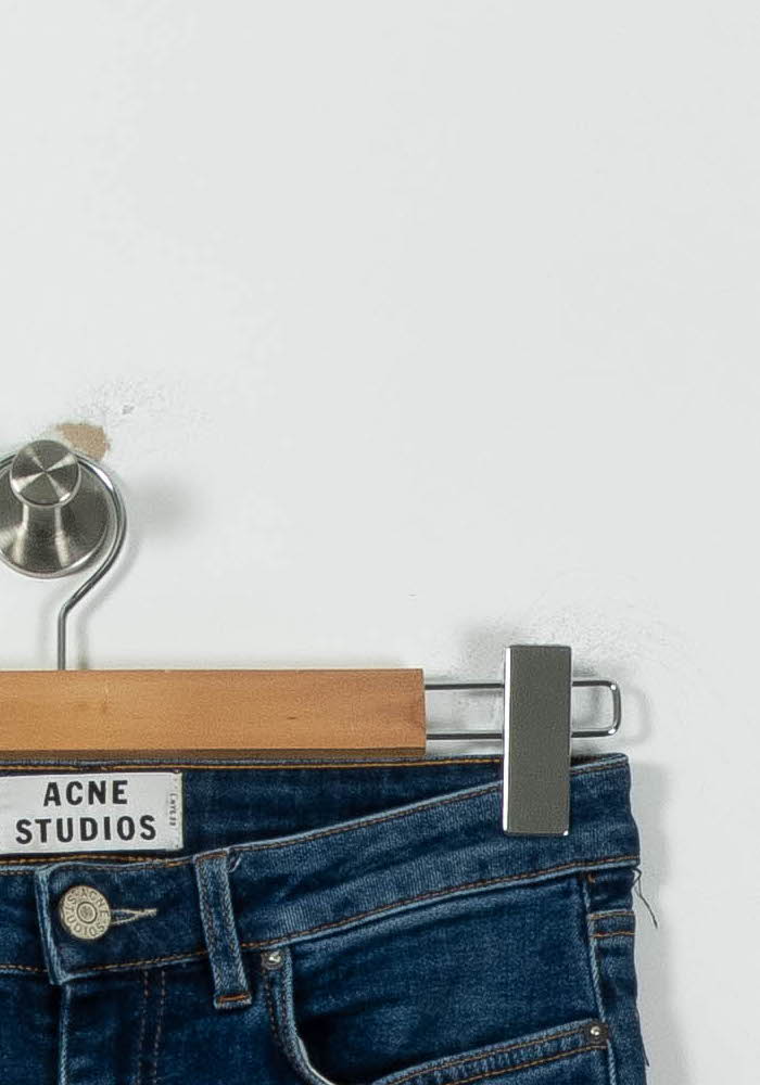 Cropped slim jeans with studs ACNE STUDIOS - Seconde Main Blue