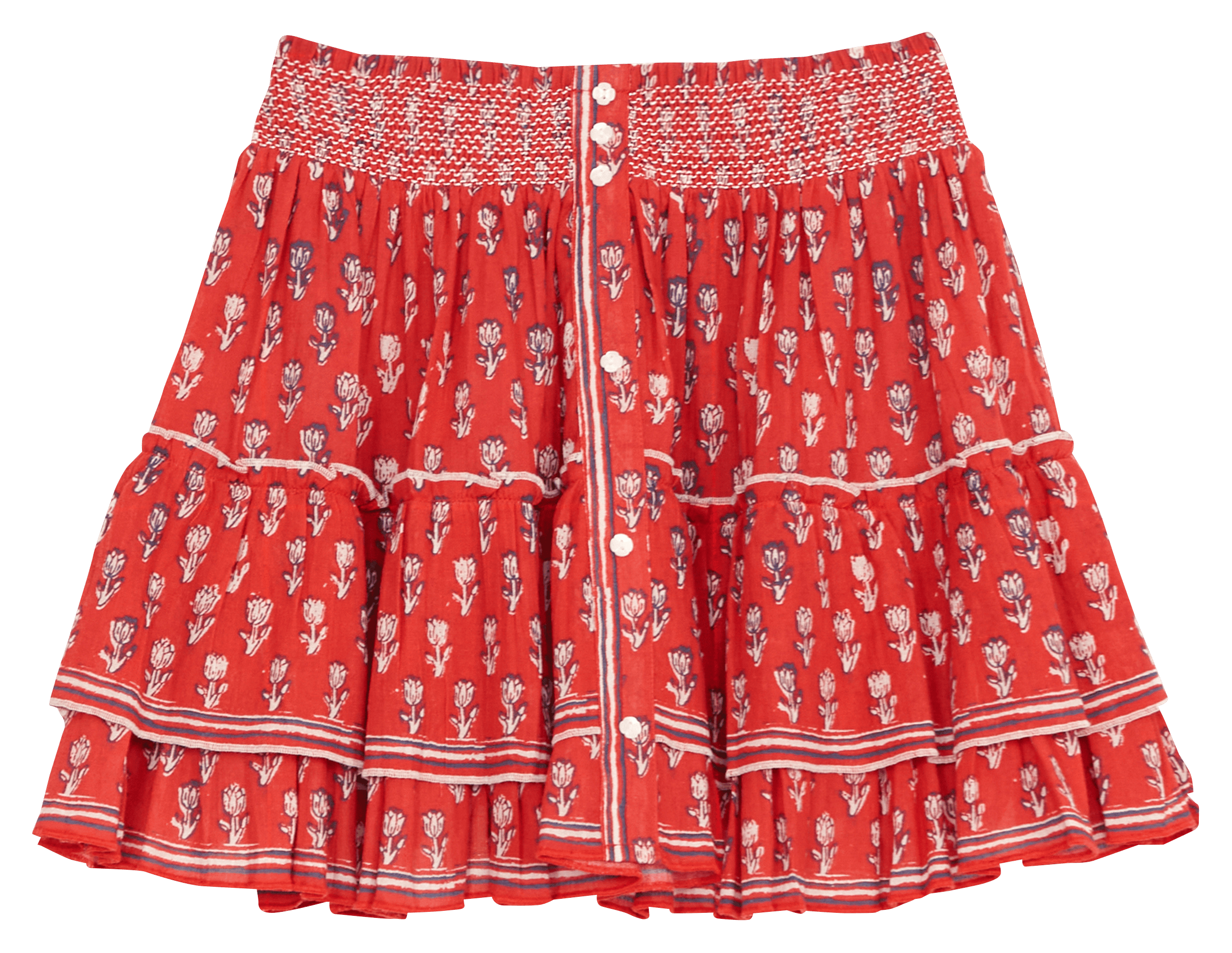 Short printed flounced skirt M.A.B.E Red