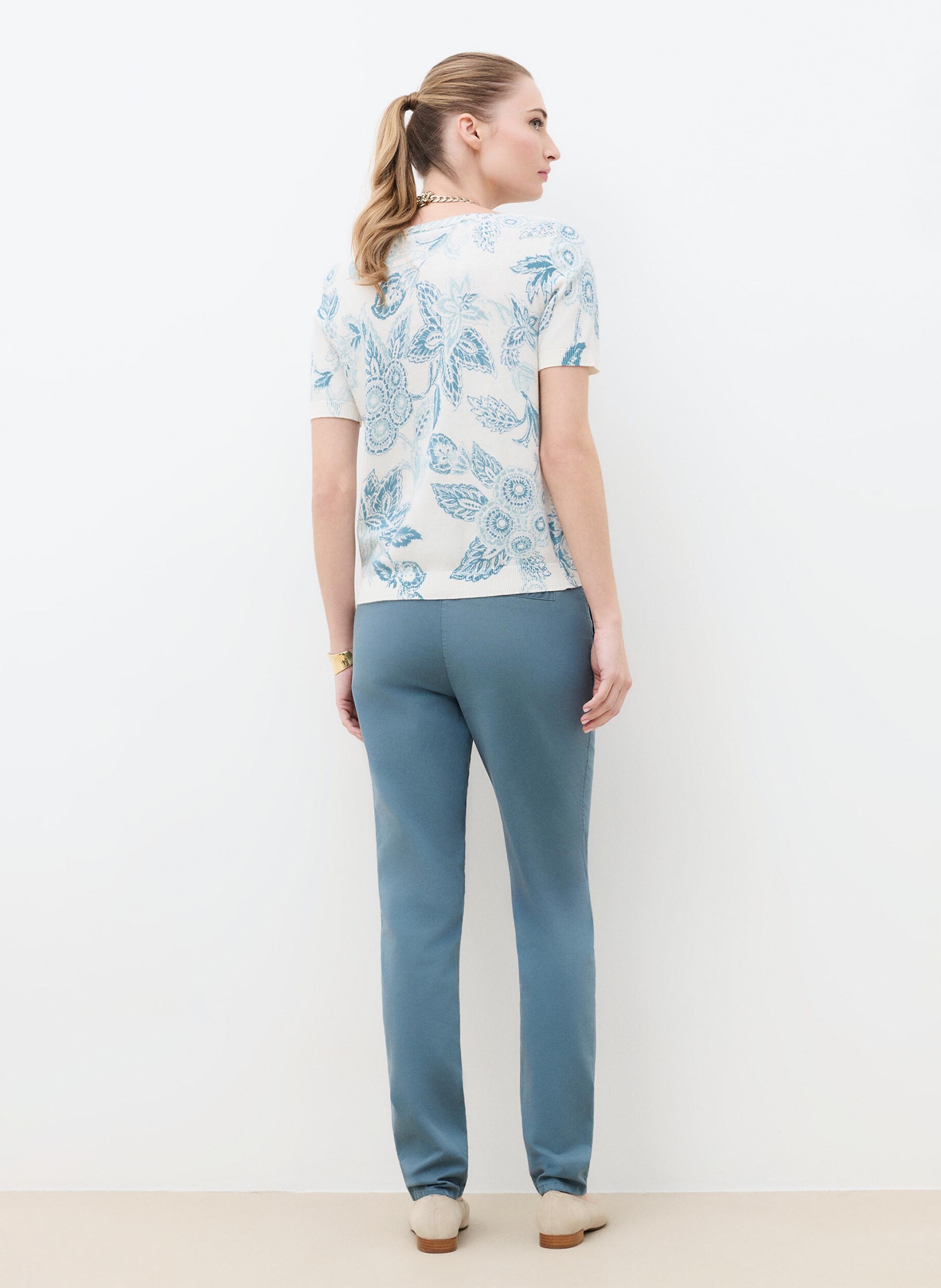 Short-sleeved printed cotton sweater CAROLL Beige