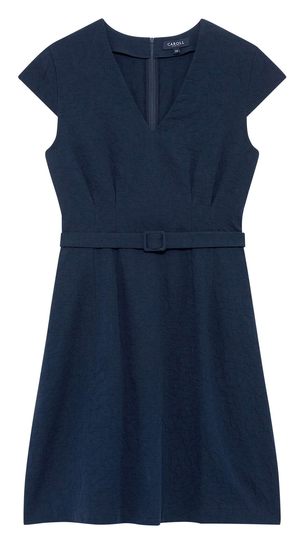 Robe courte col V en coton CAROLL Bleu