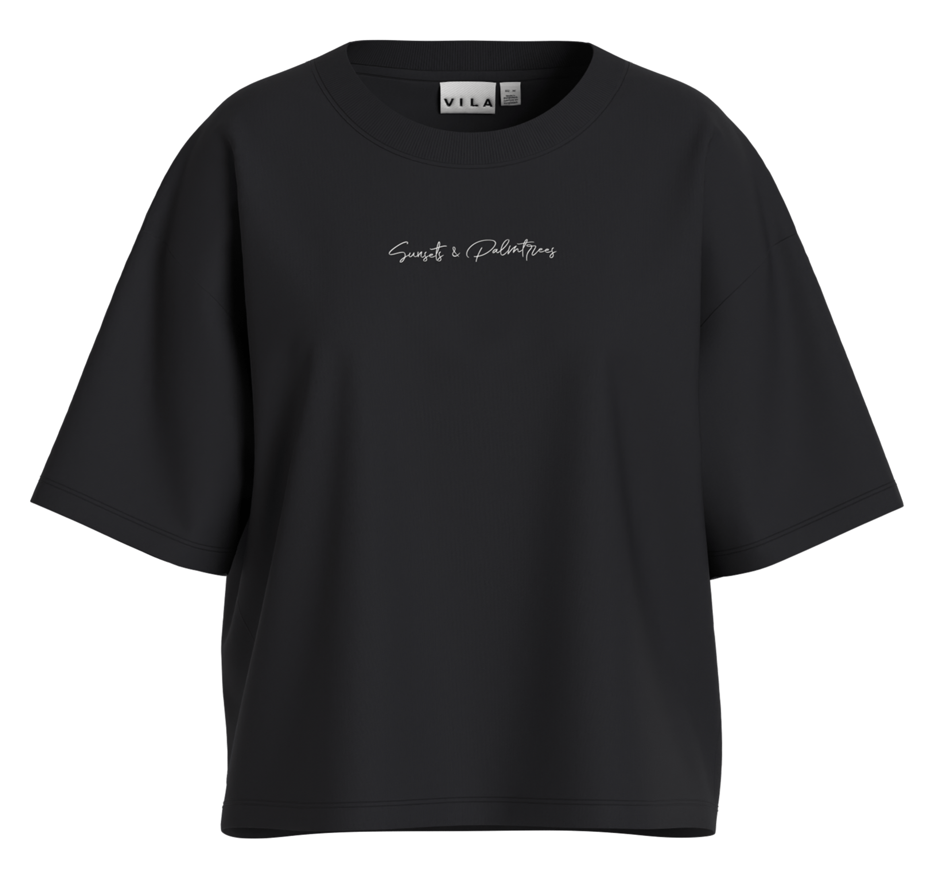 Round-neck organic cotton T-shirt VILA Black