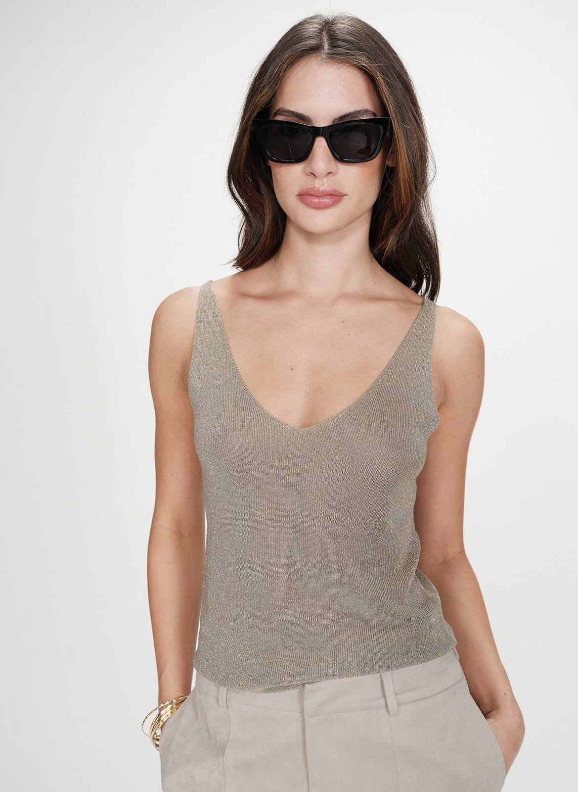 Débardeur col V  GRACE ET MILA Vert