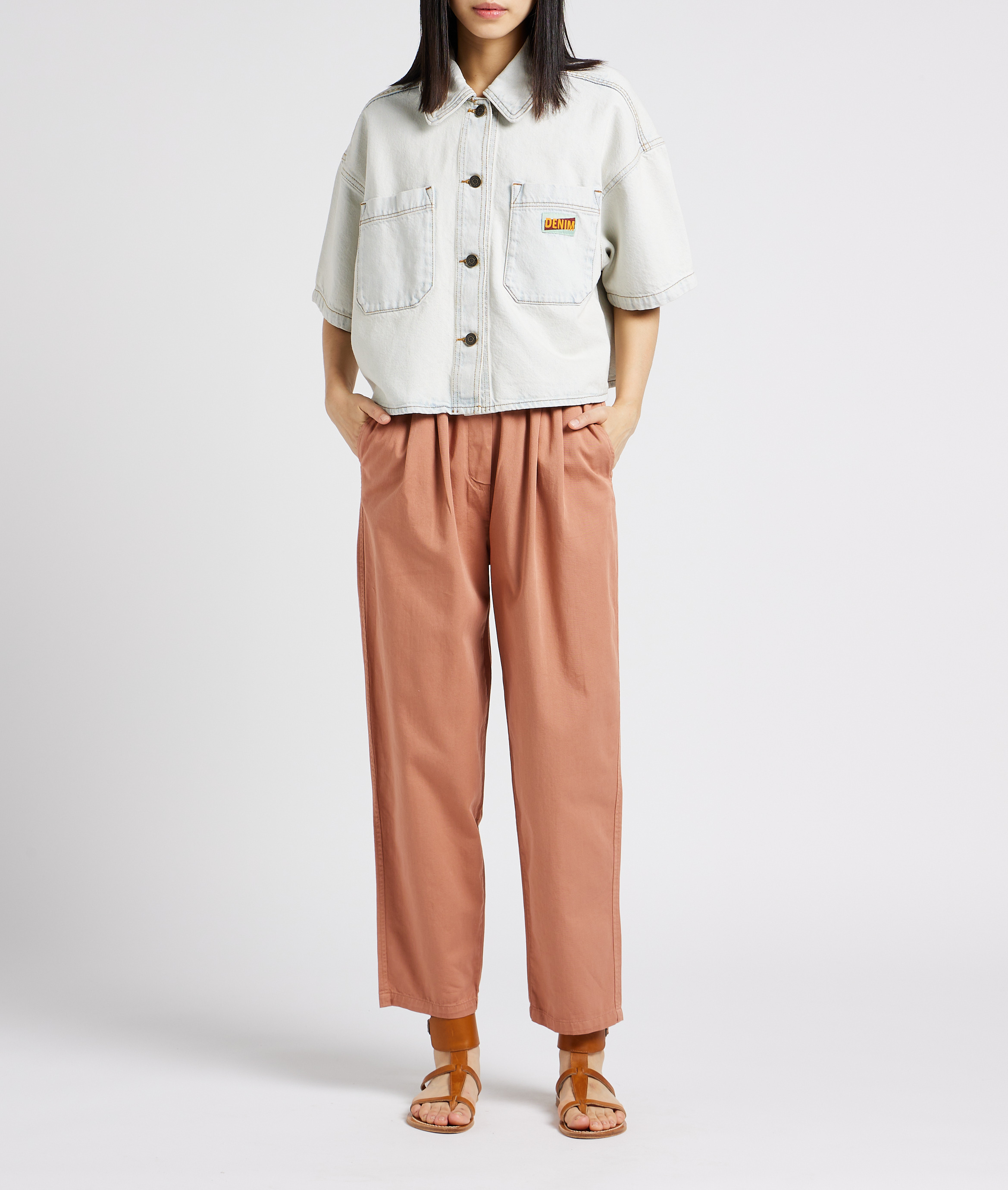 Pantalon carotte en coton THE NEW SOCIETY Rose