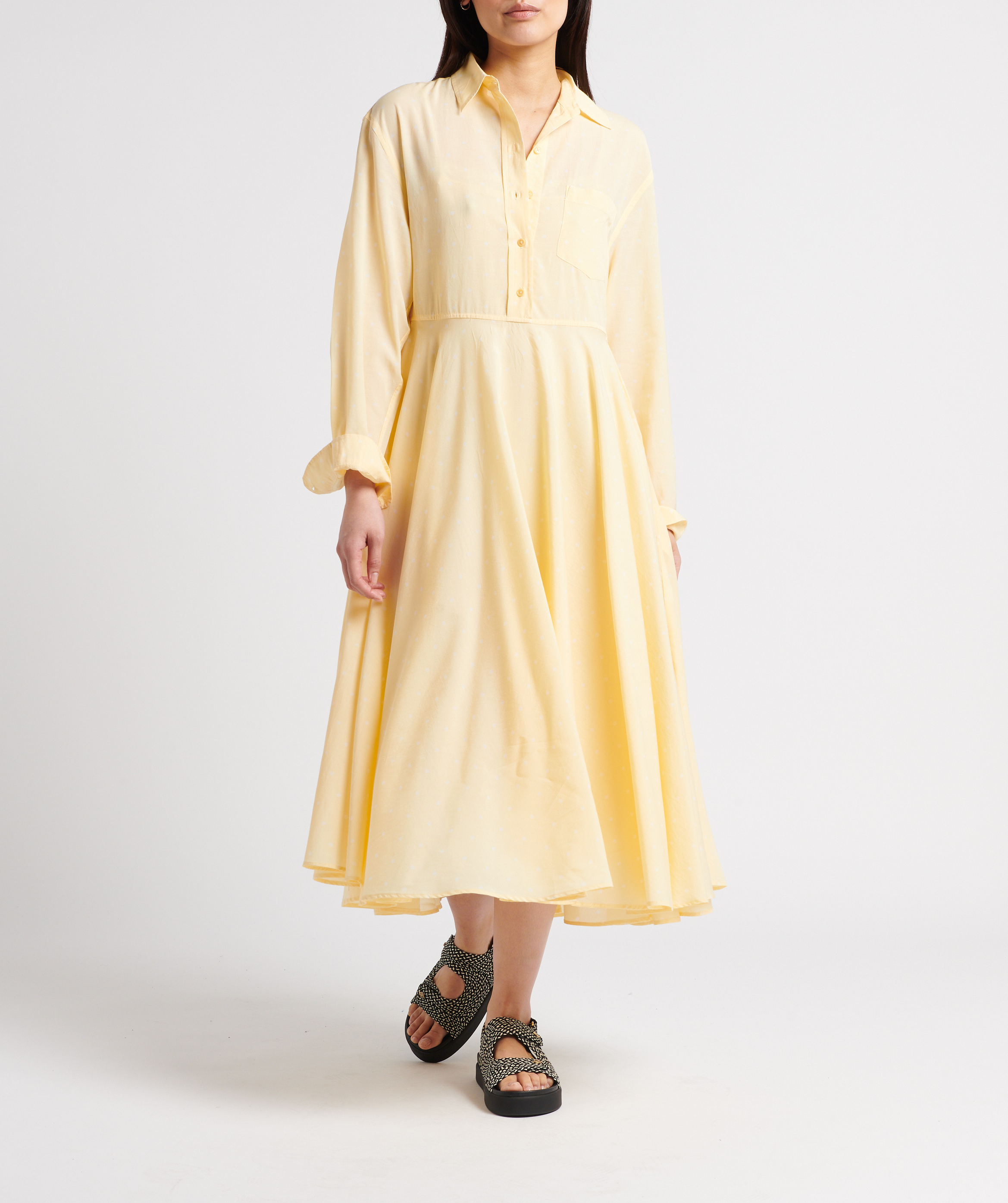 Hemd-Kleid aus Baumwollvoile LAURENCE BRAS Gelb