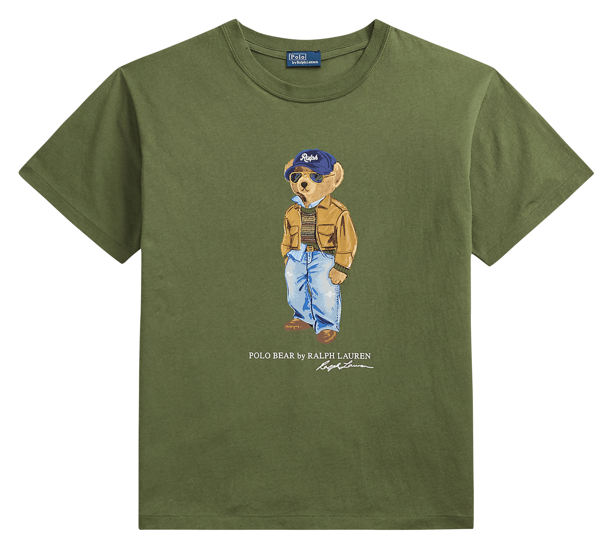 Tee-shirt droit col rond sérigraphié en coton POLO RALPH LAUREN Vert