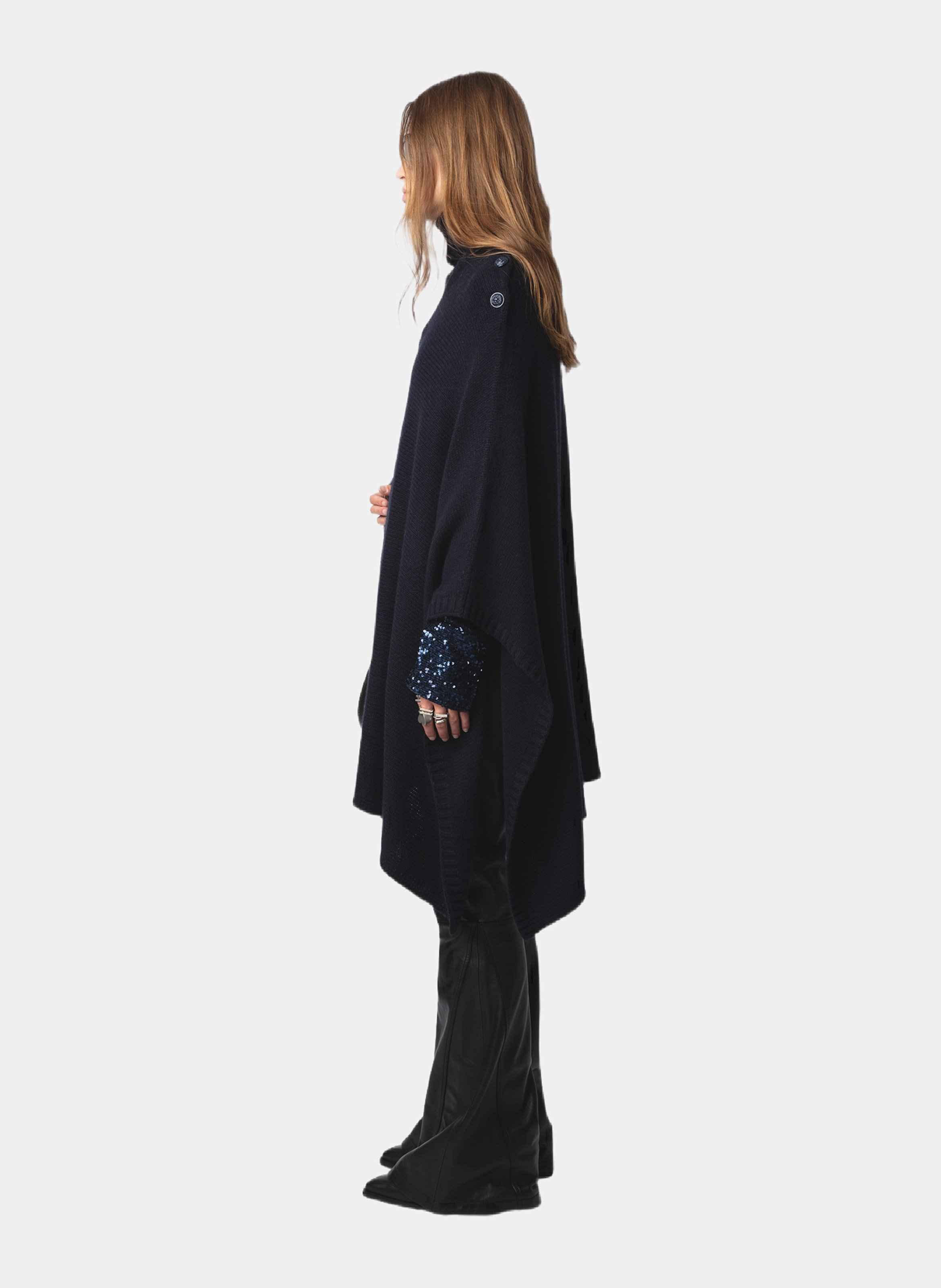 Poncho mit Stehkragen aus Kaschmir ZADIG&VOLTAIRE Blau