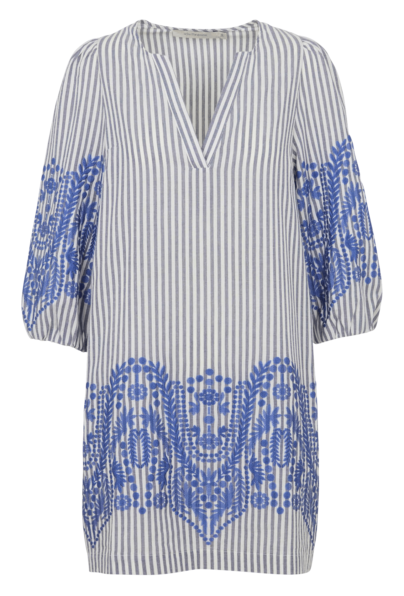 Robe courte col tunisien en coton bio mélangé LA FEE MARABOUTEE Bleu