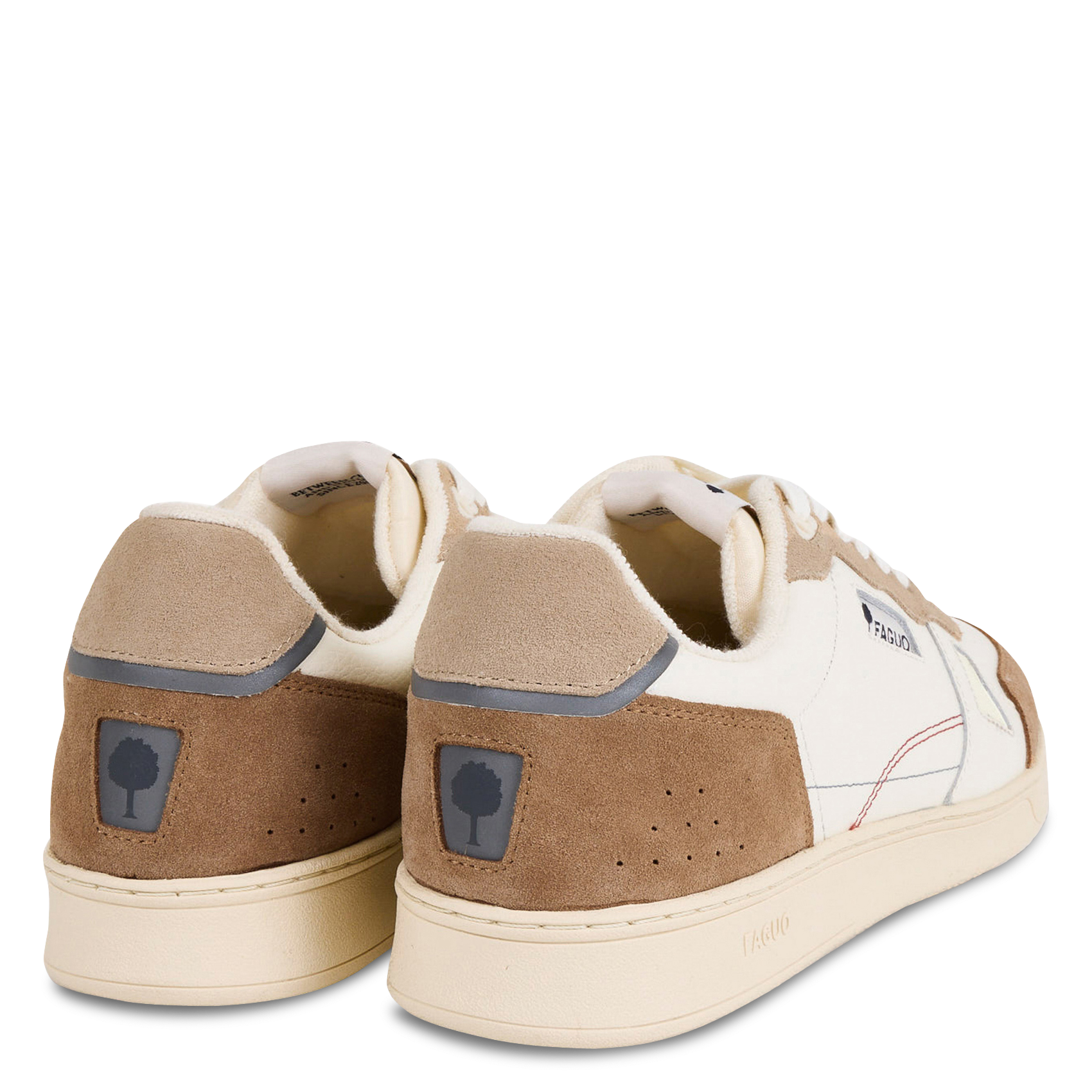 Lage, leren sneakers van twee materialen FAGUO Beige