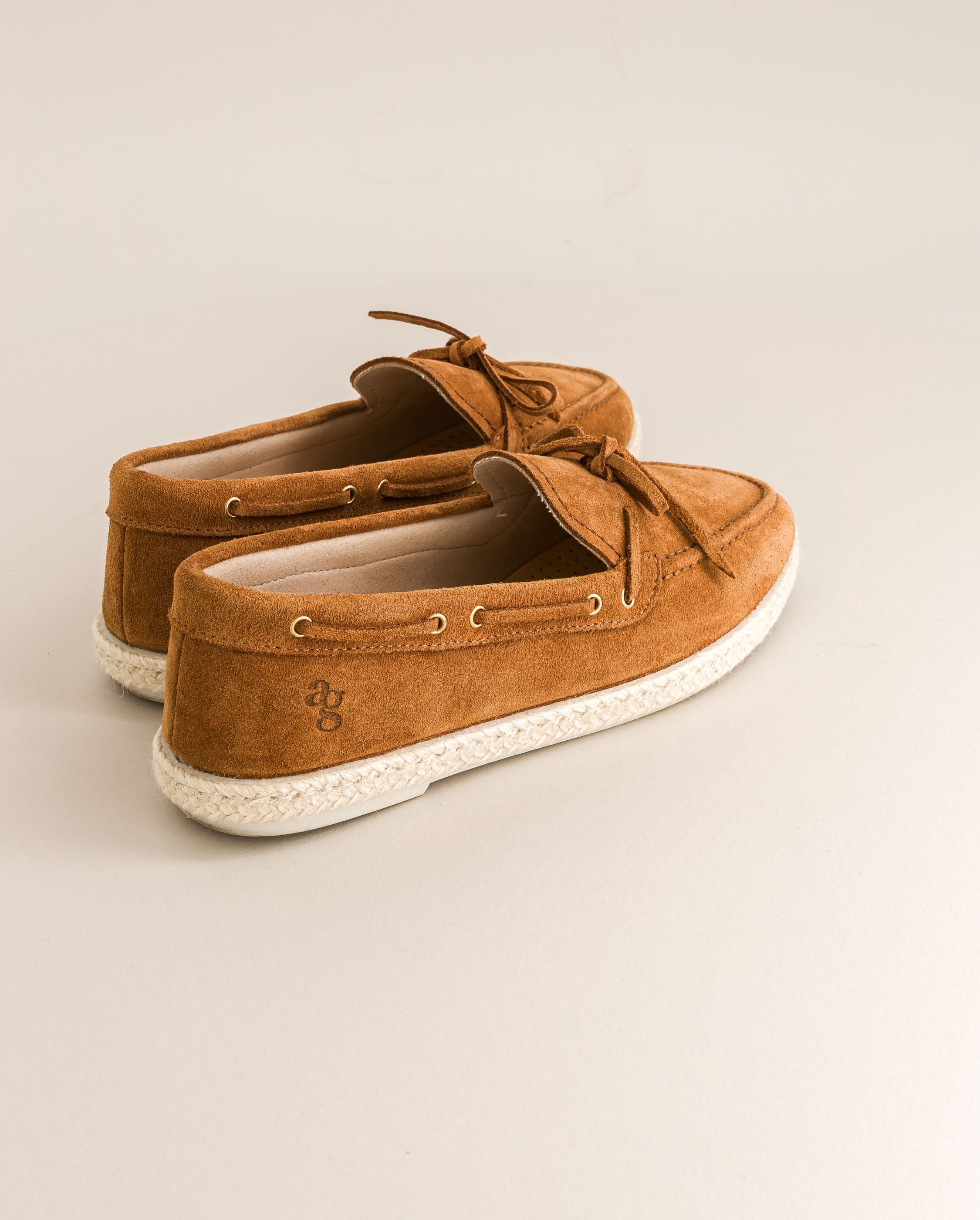 Women's boat shoe moccasin, camel leather ANGARDE Brown