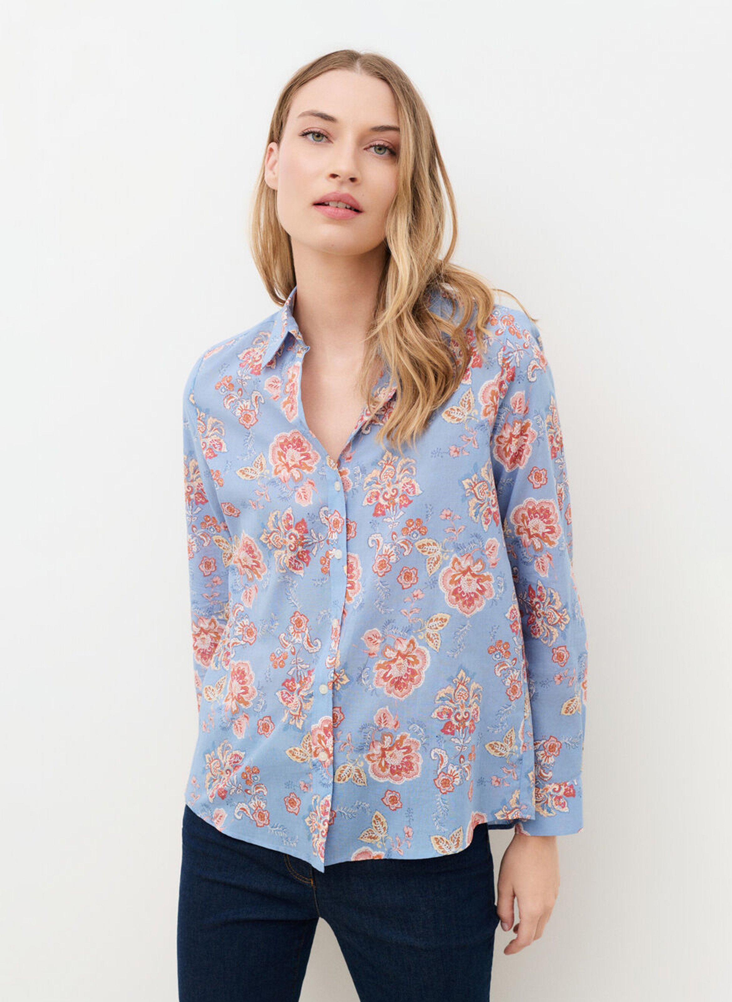 Chemise droite à motifs en coton CAROLL Multicolore