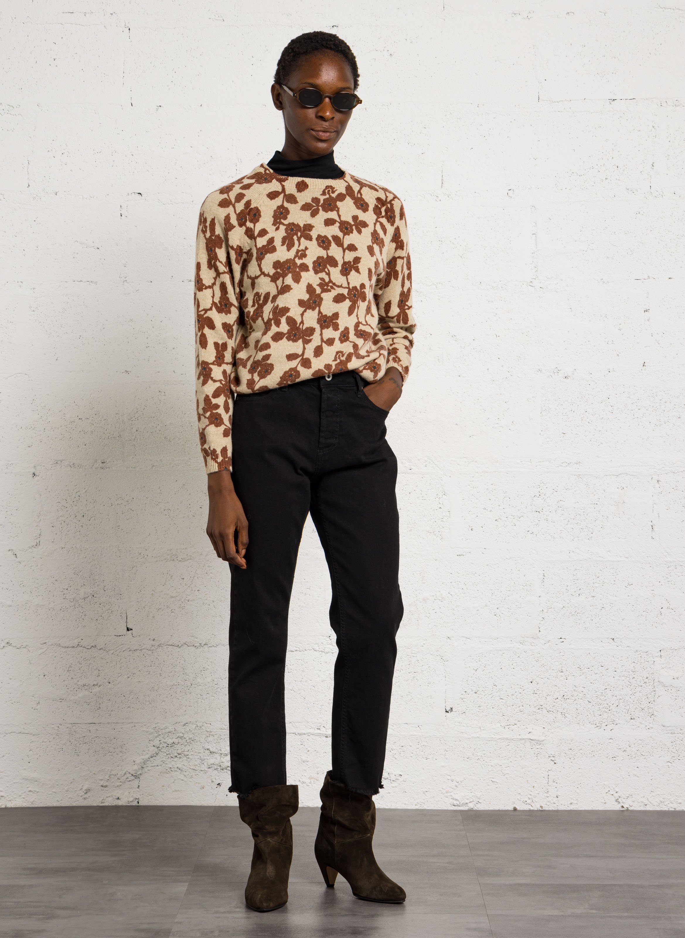 Wool-blend printed sweater NICE THINGS Beige