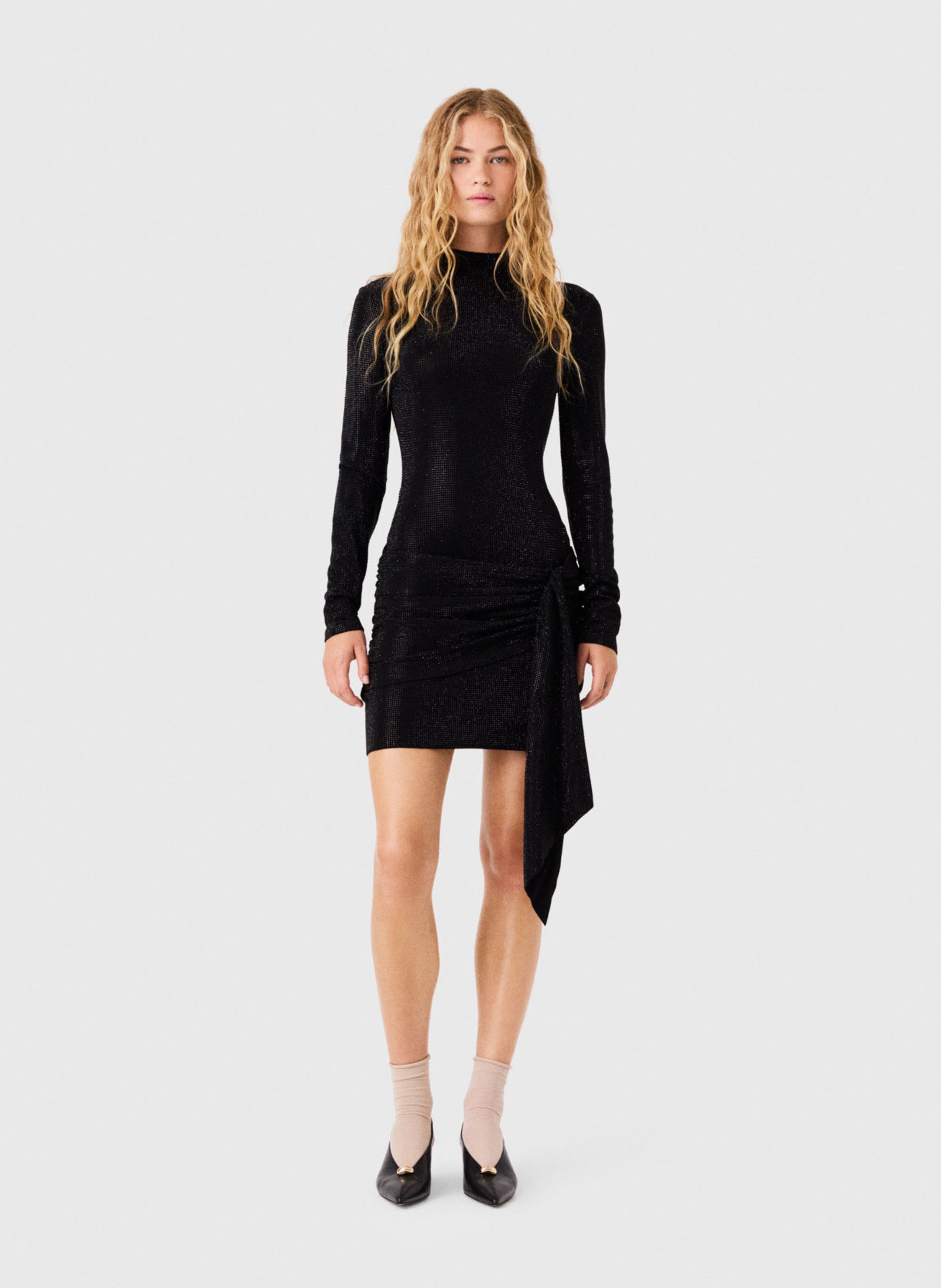 Robe courte col rond moulante MAJE Noir