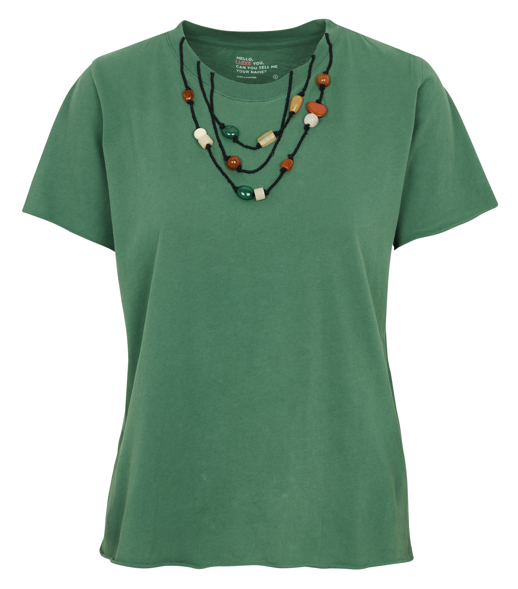 Tee-shirt à perles brodées en coton bio LEON & HARPER Vert