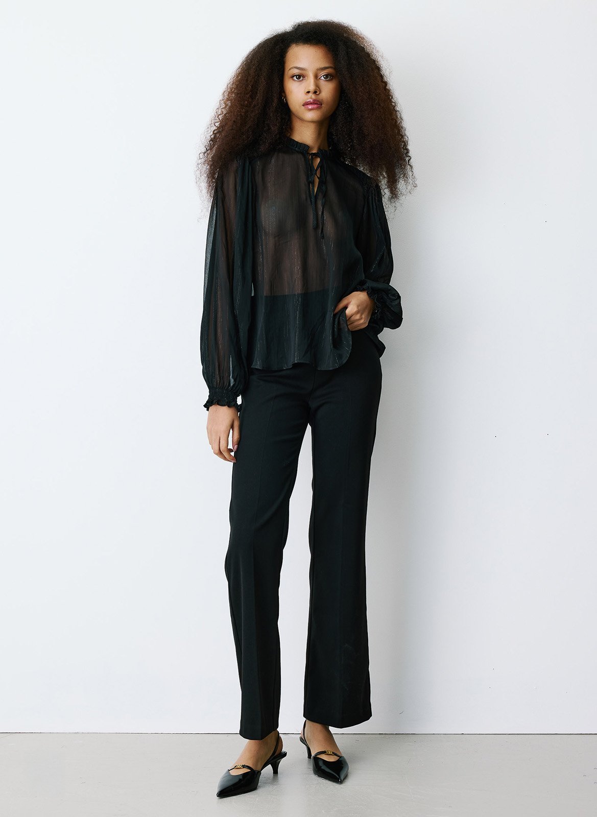 Blouse transparente en mousseline GRACE ET MILA Noir