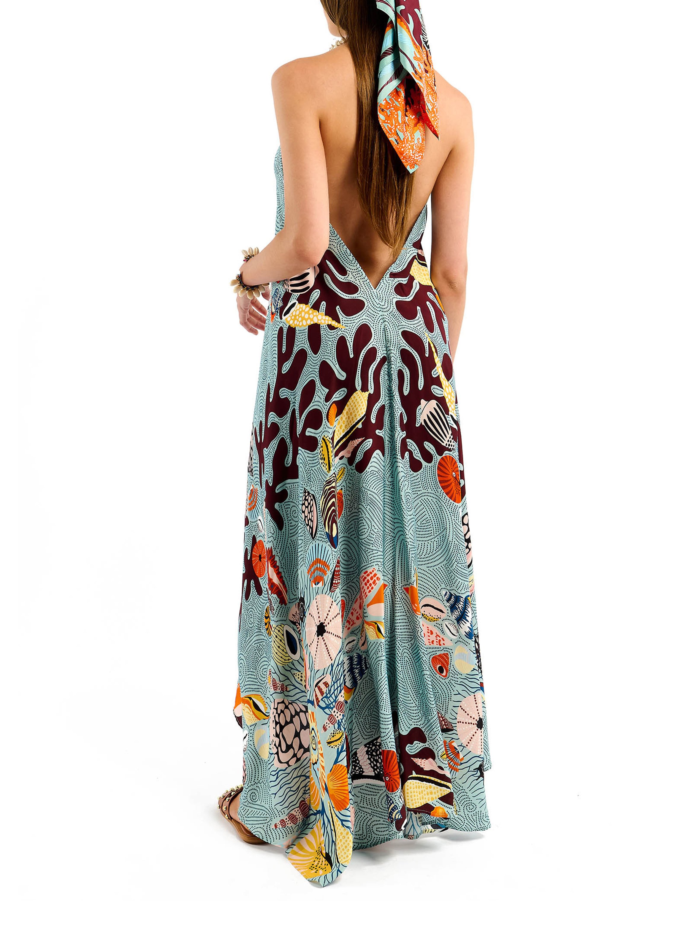 Weites, asymmetrisches Maxikleid WILD Blau
