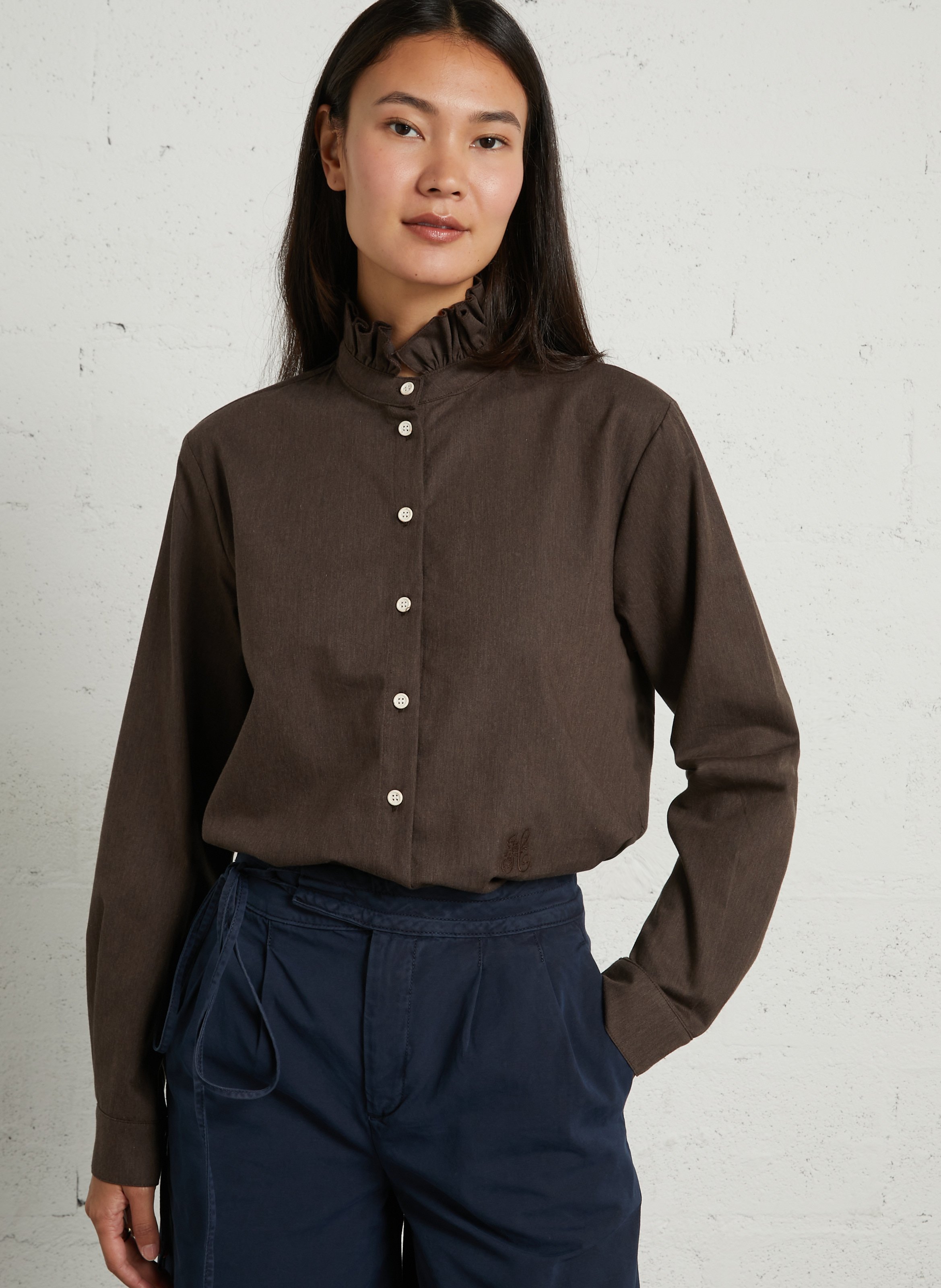Chemise ample à col montant en coton HOD PARIS