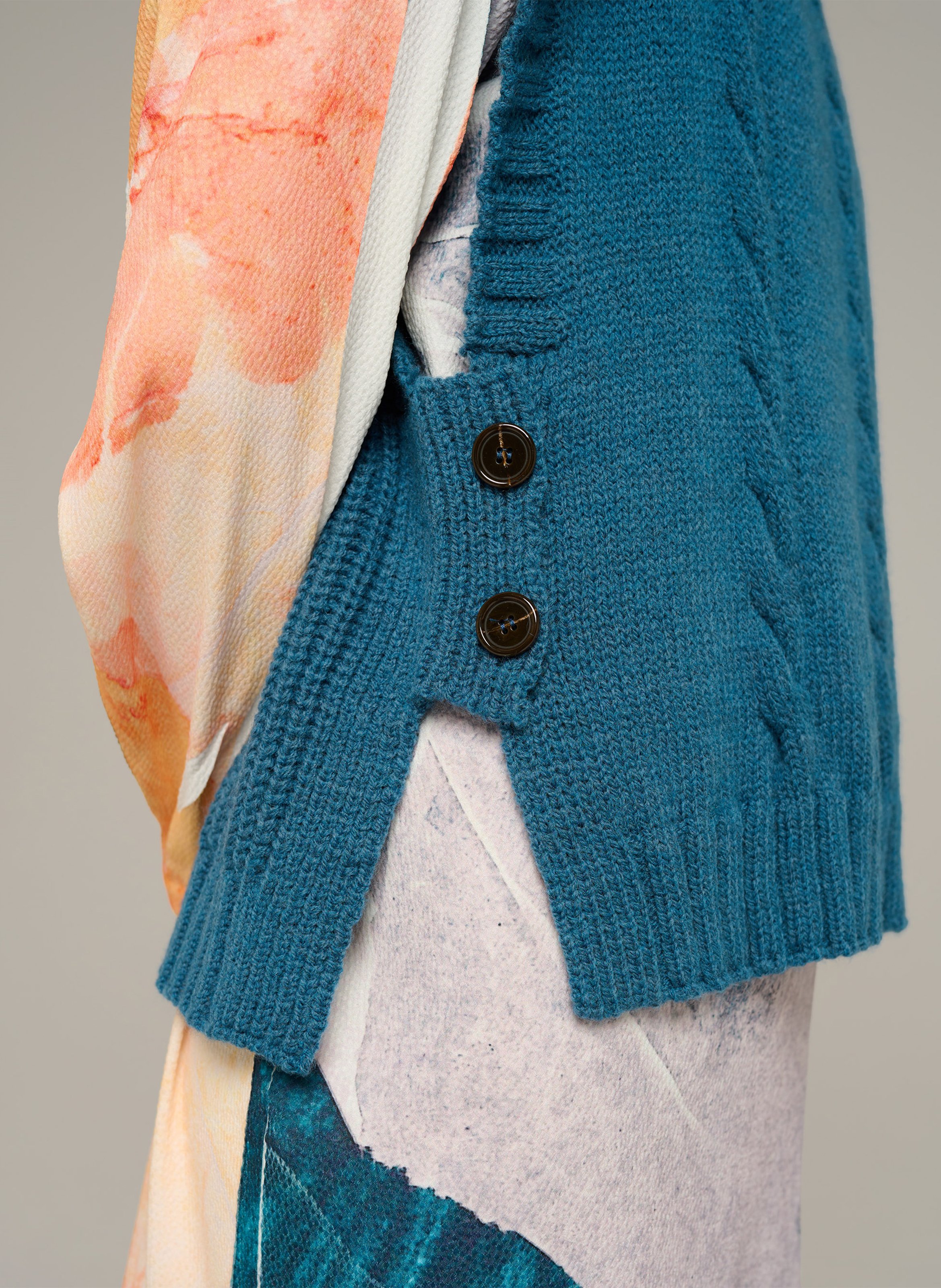 Pull col rond ample en laine mélangée COTELAC ACOTE Bleu