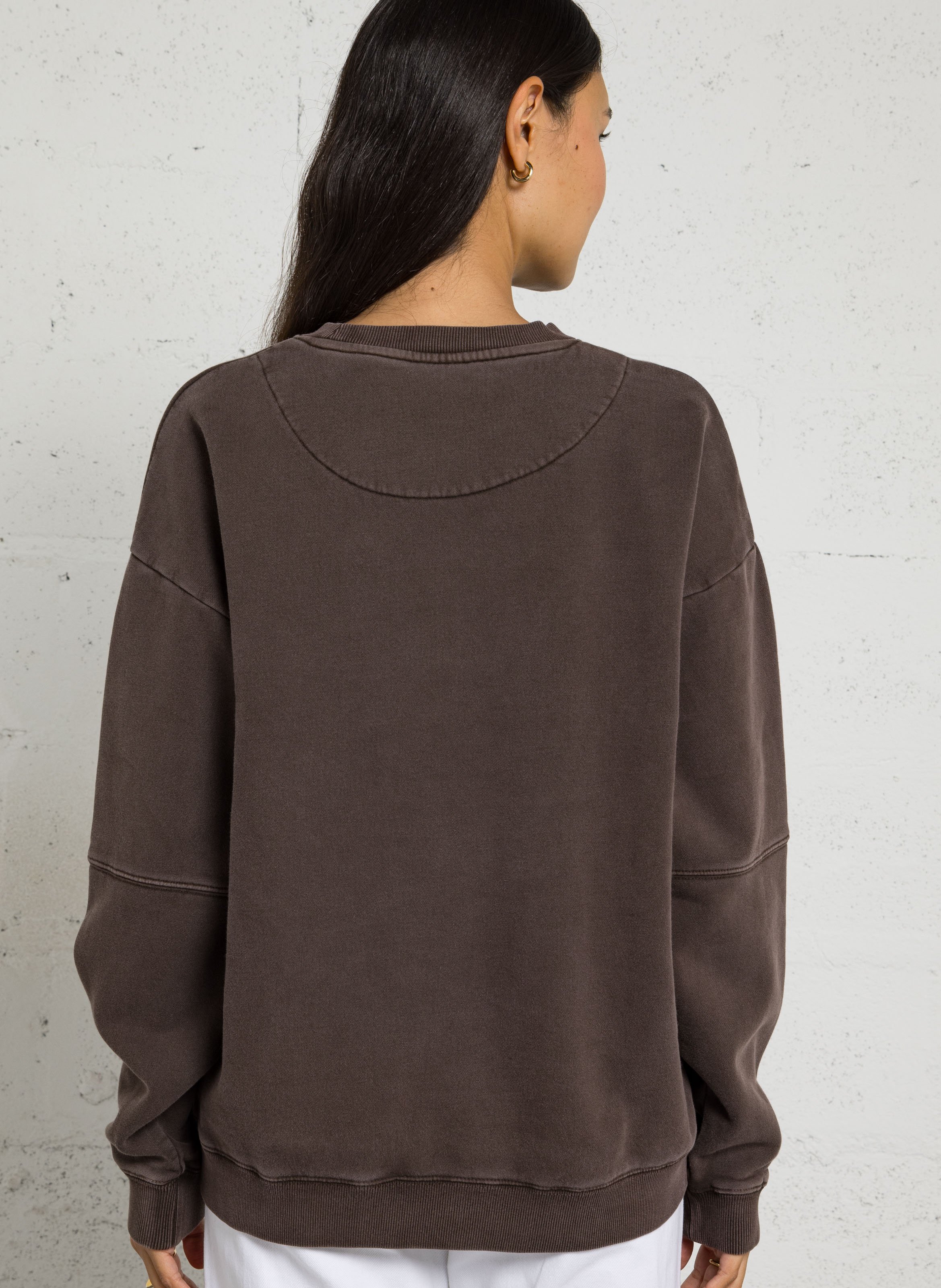 Sweat ample col rond sérigraphié en coton mélangé NEWTONE Marron