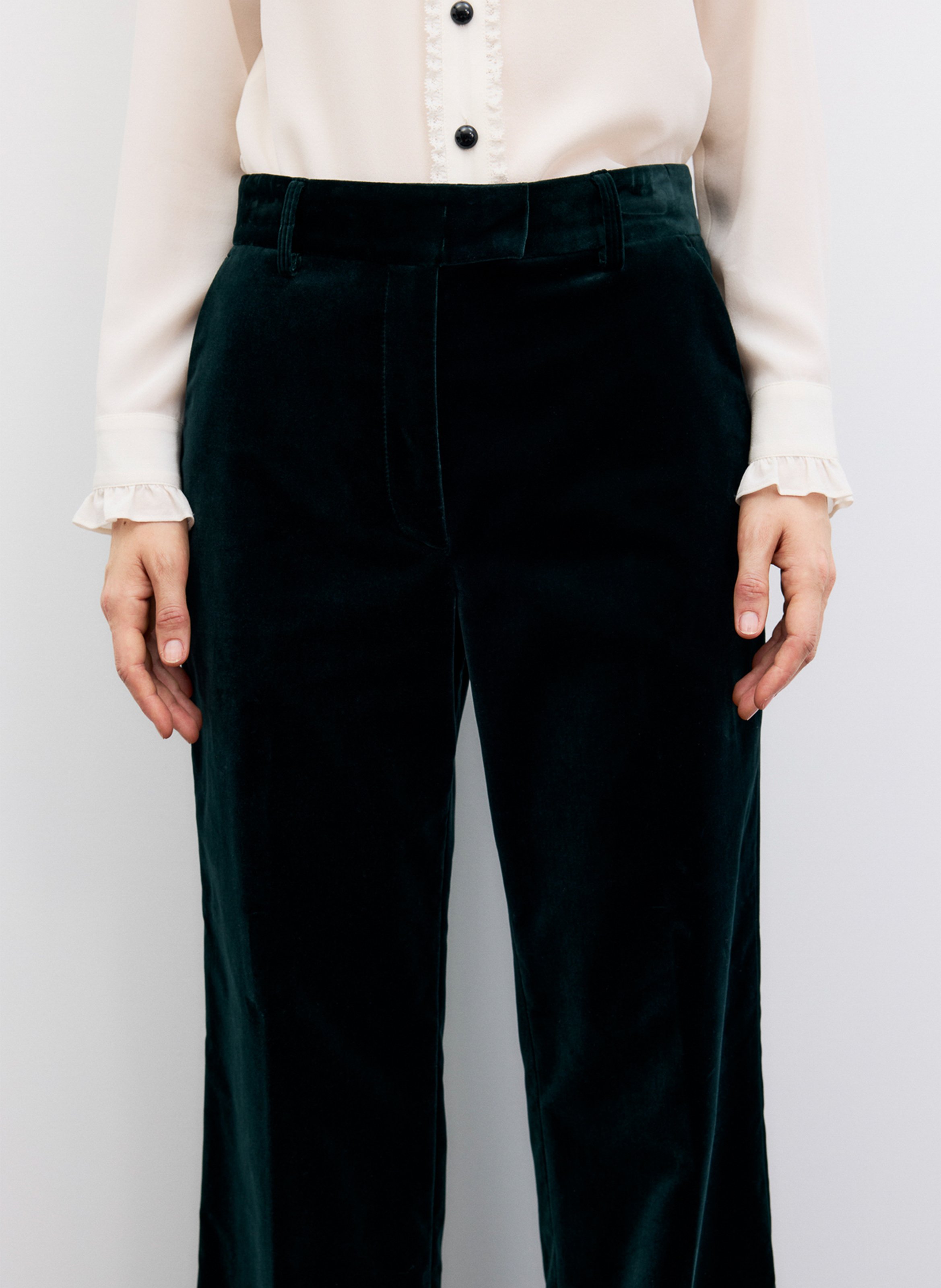 Wide-leg velvet tailored trousers | Green GERARD DAREL Women