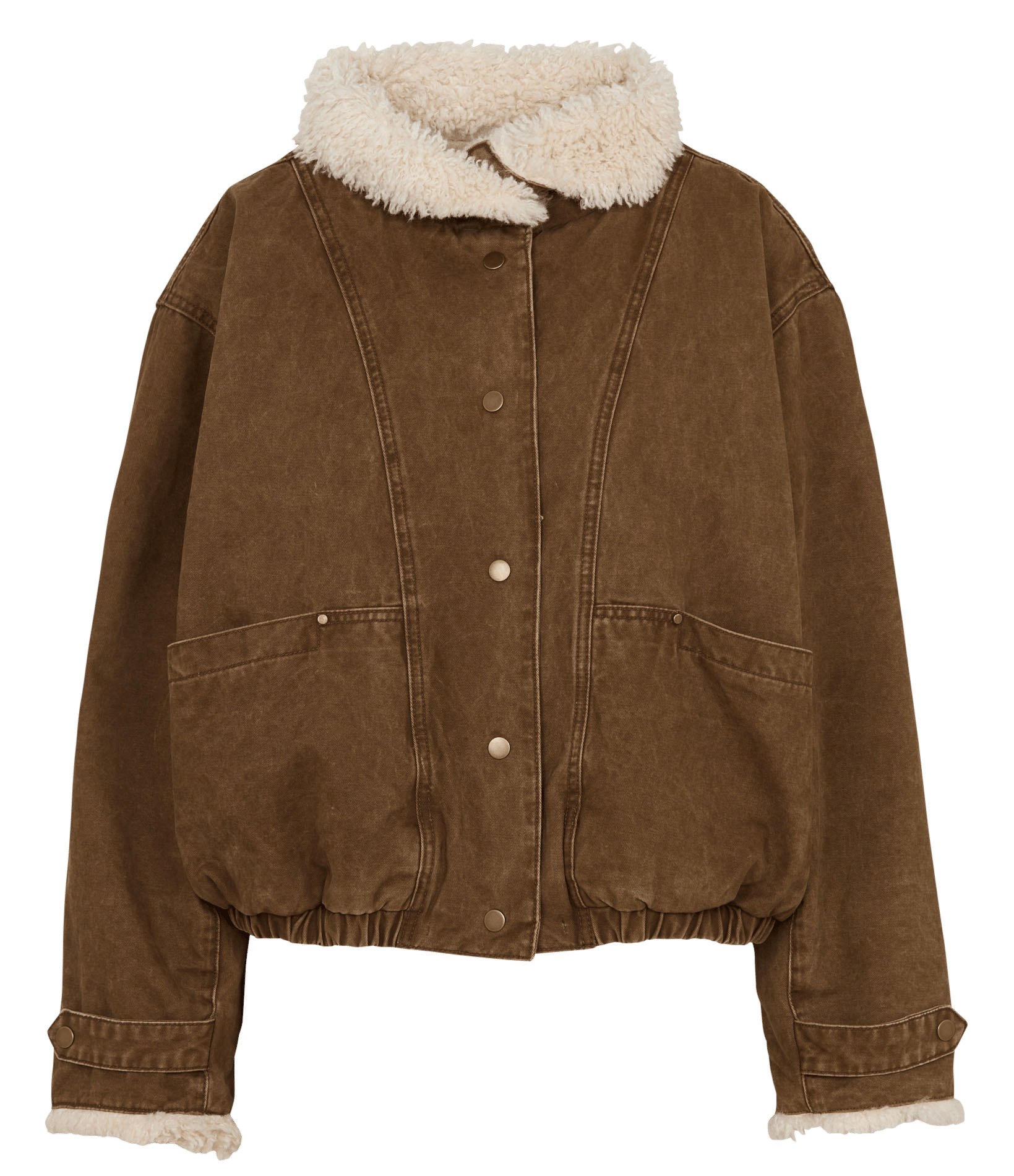 Oversized jas met kraag met faux fur-effect van katoen LA PETITE ETOILE Bruin