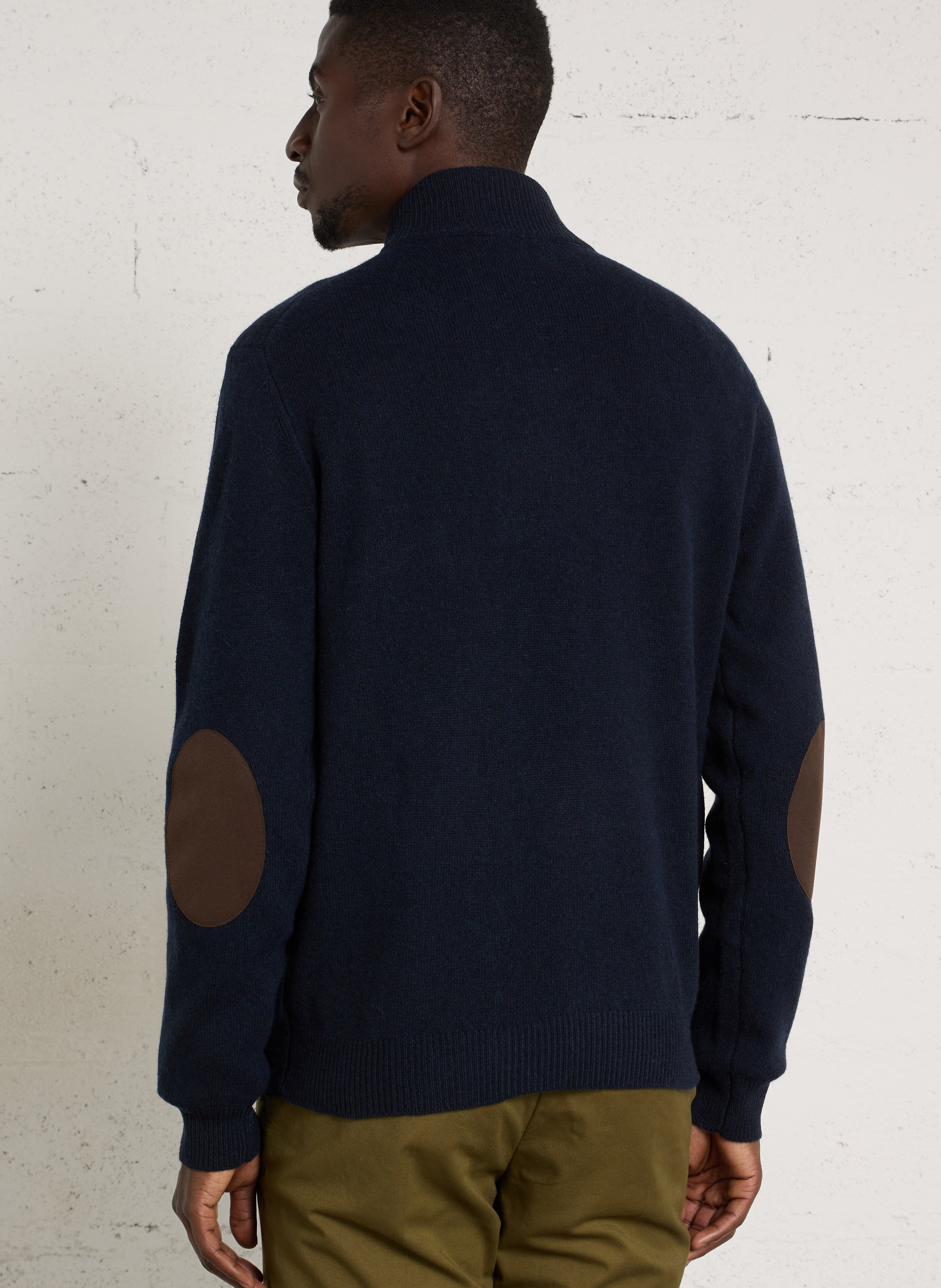 Pull droit col camionneur en laine HACKETT Bleu